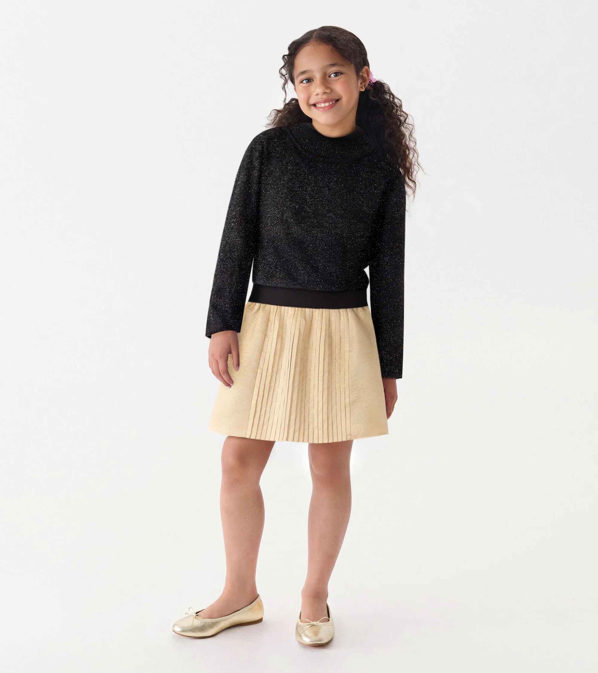 Girls Black Glitter Turtleneck - Image 2