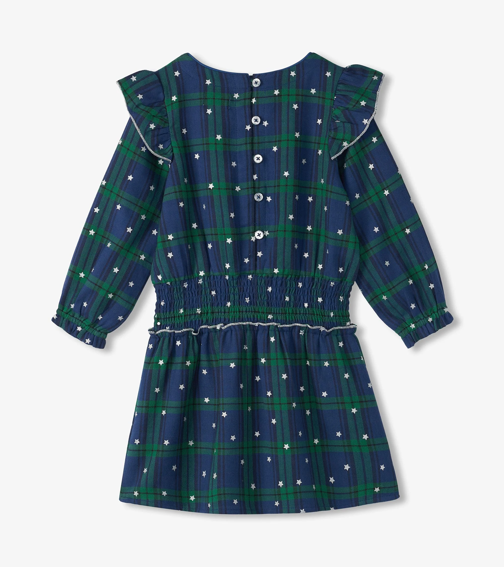 Girls Blackwatch Plaid Smocked Waist Dress - Image 3