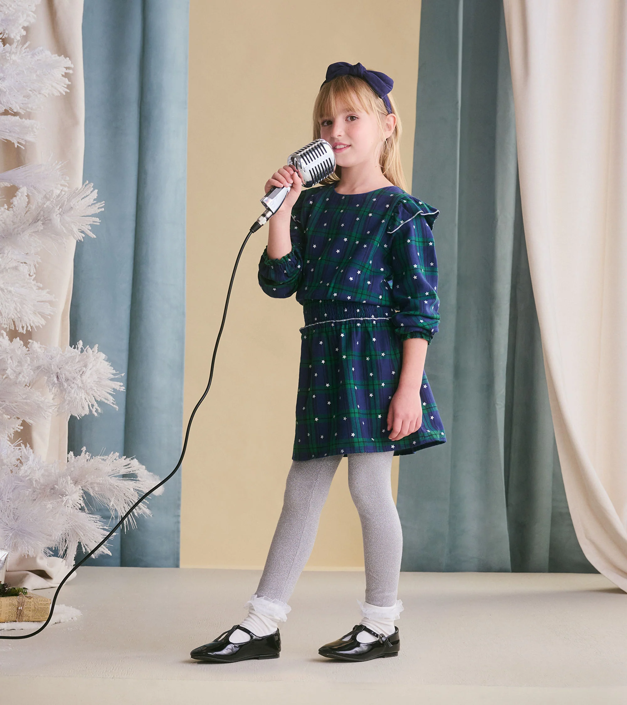 Girls Blackwatch Plaid Smocked Waist Dress - Image 4