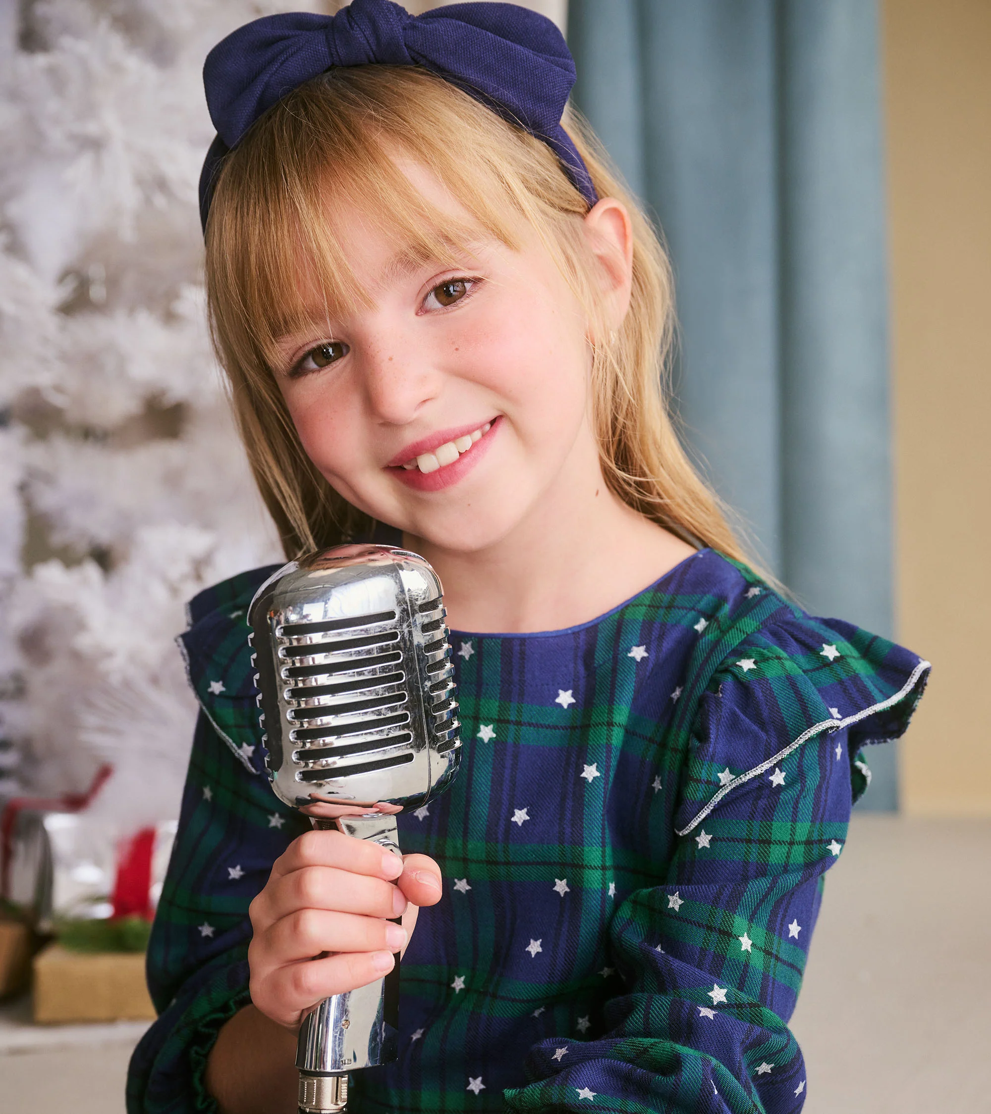 Girls Blackwatch Plaid Smocked Waist Dress - Image 6