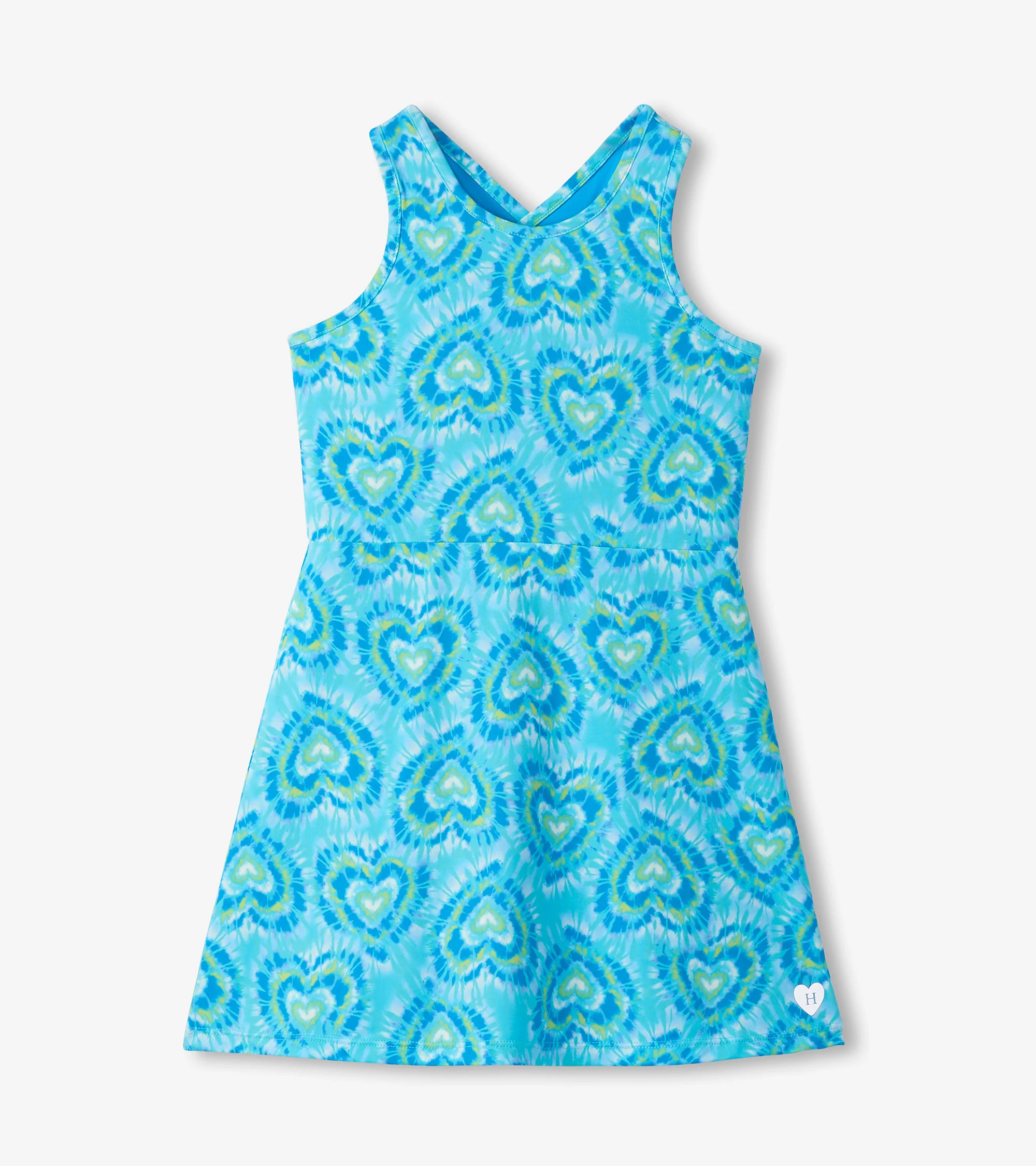 Girls Blue Candy Hearts Active A-Line Dress