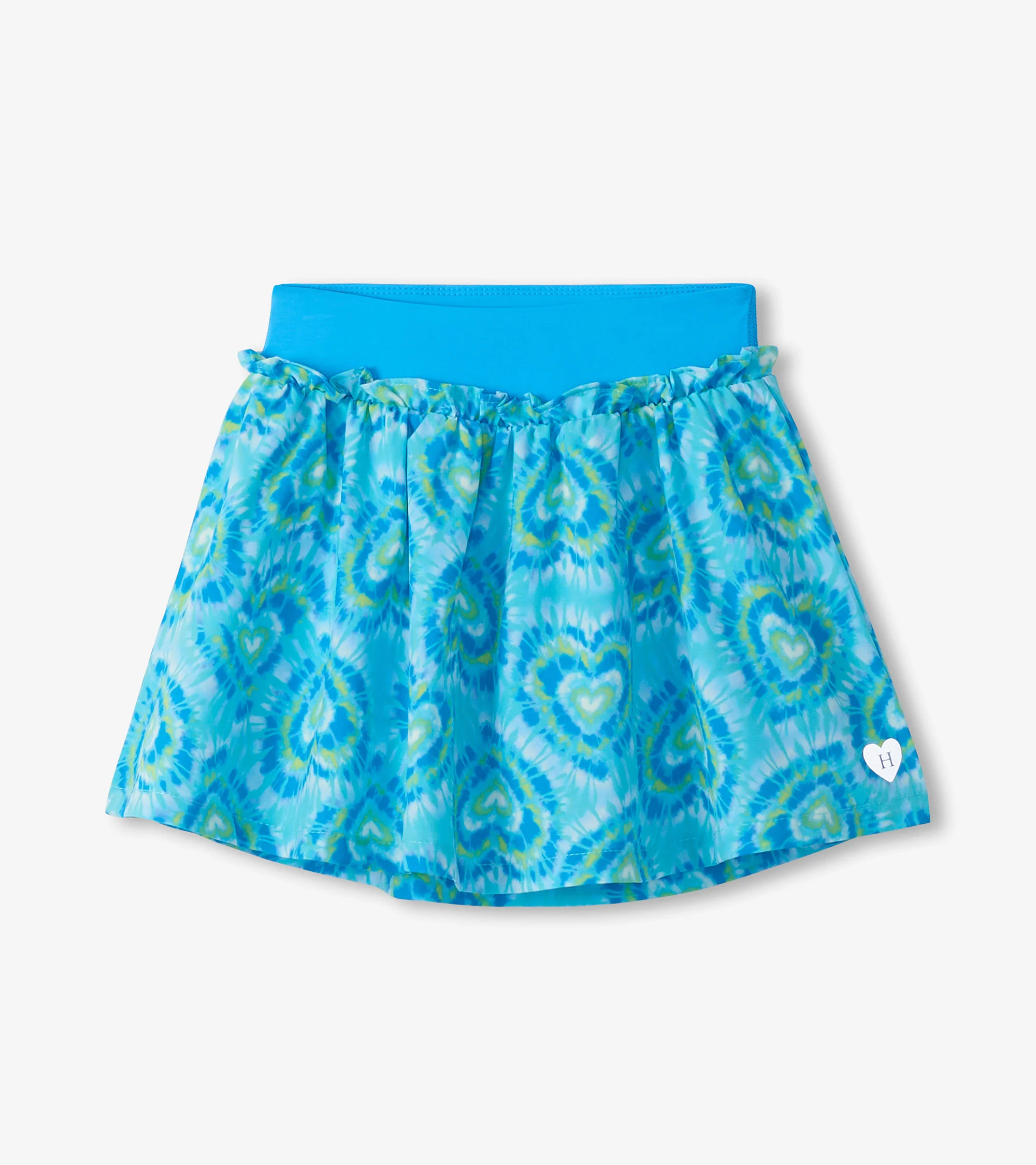 Girls Blue Candy Hearts Ruffle Skort - Image 2