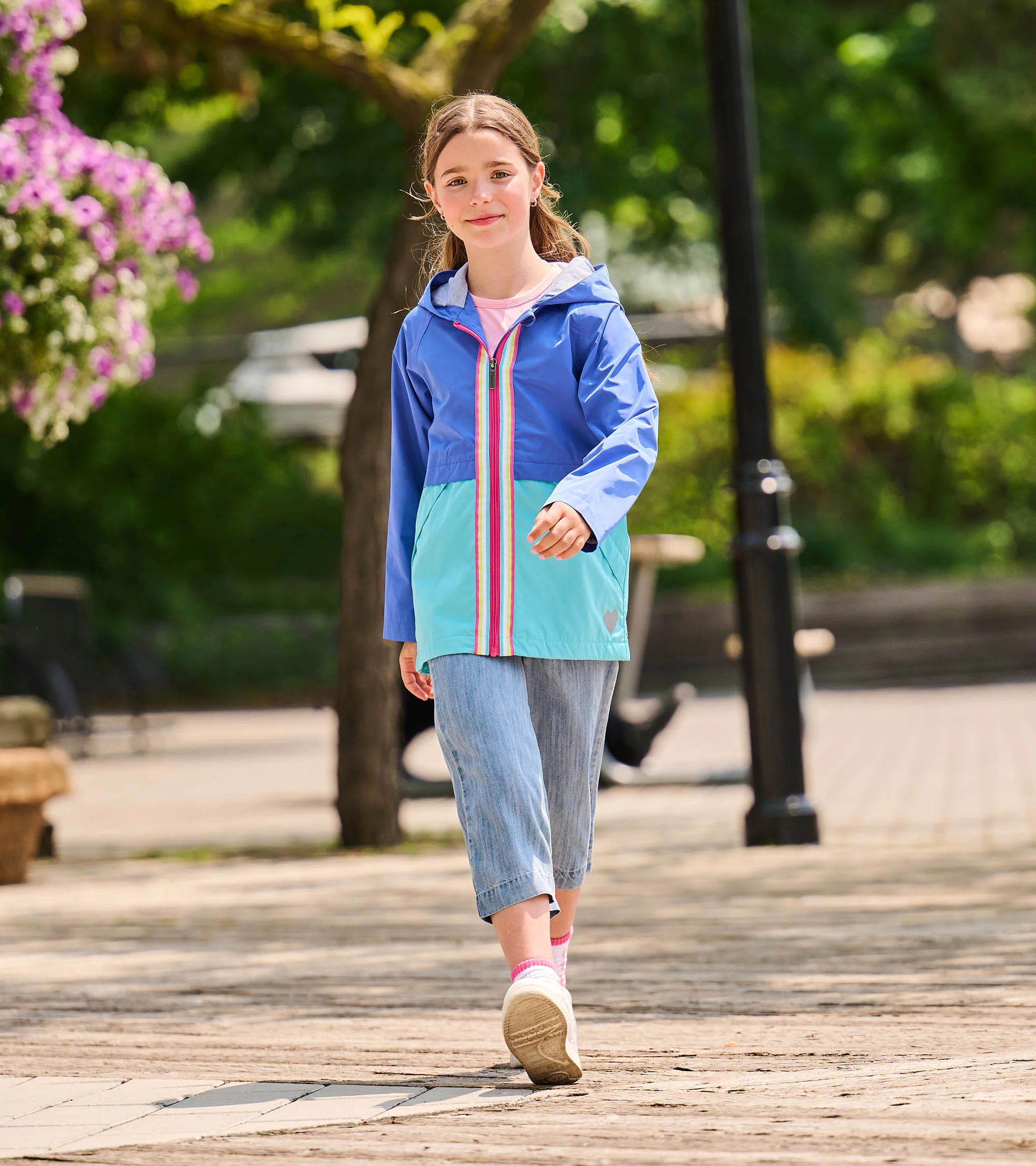 Girls Blue Colourblock Jersey-Lined Rain Jacket - Image 3