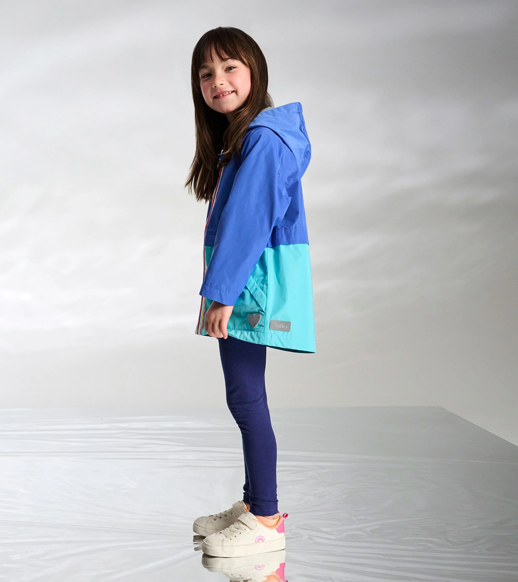 Girls Blue Colourblock Jersey-Lined Rain Jacket - Image 4