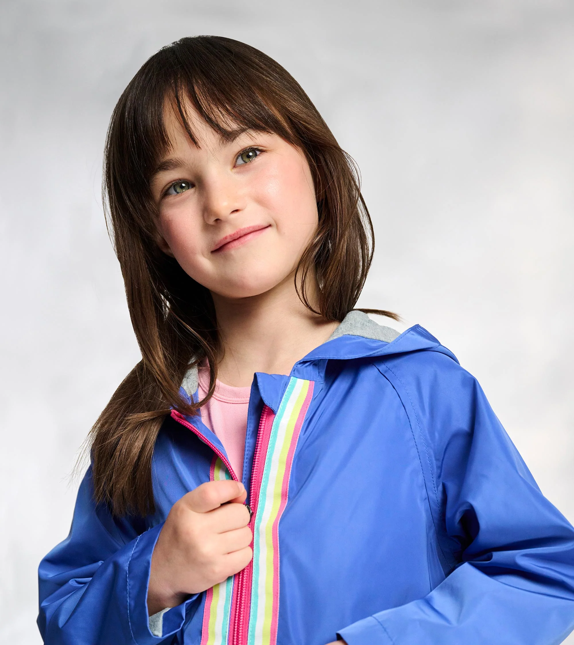 Girls Blue Colourblock Jersey-Lined Rain Jacket - Image 5