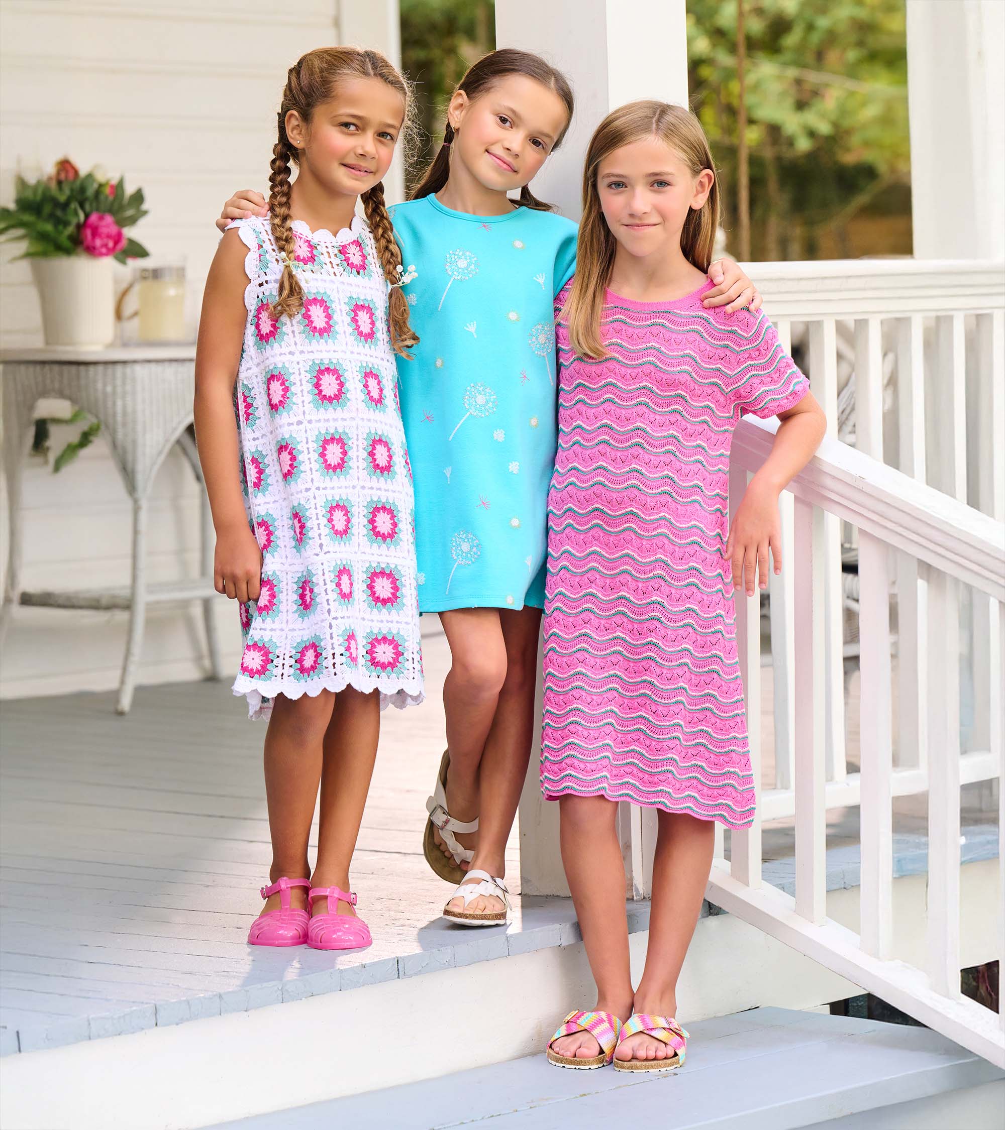 Girls Blue Radiance Sleeveless Crochet Dress - Image 2