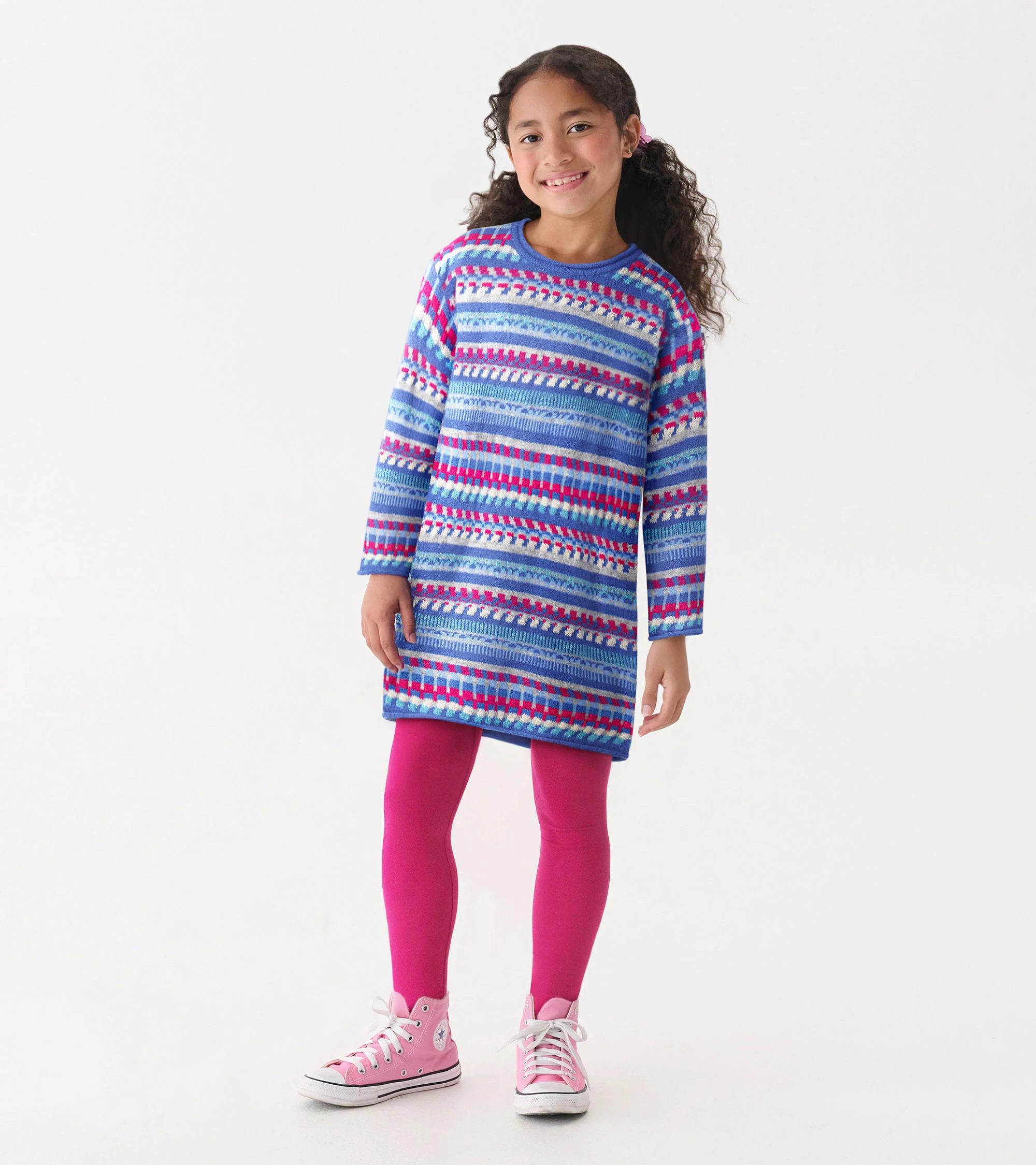 Girls Blueberry Stripe Sweater Dress - Image 2