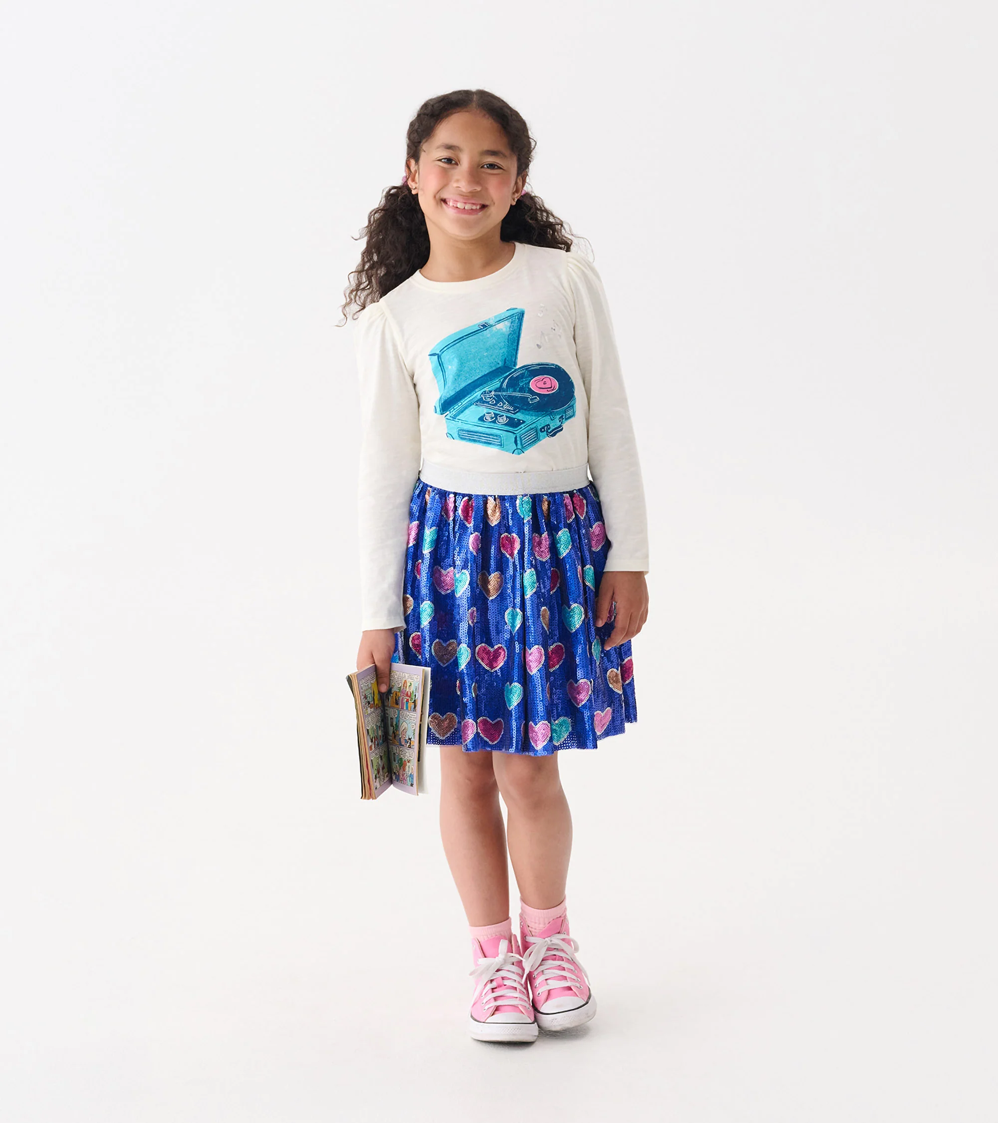 Girls Bursted Hearts Sequin Skirt - Image 3