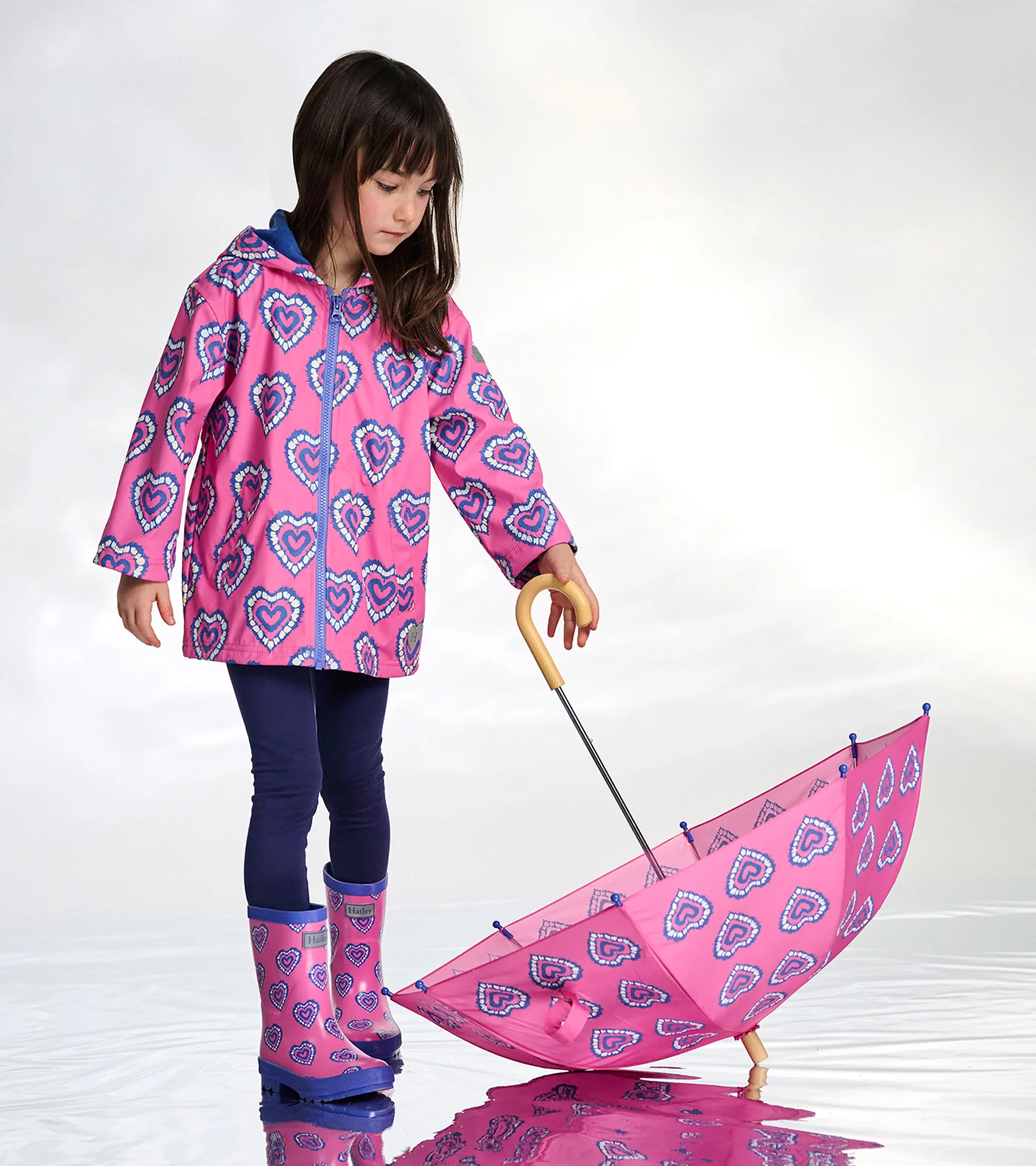 Girls Colour Changing Heart Burst Zip-Up Rain Jacket - Image 3