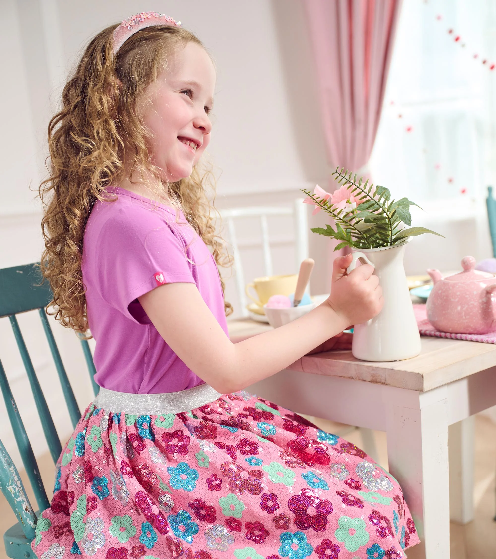 Girls Daisy Sequins Sequin Tulle Skirt - Image 4