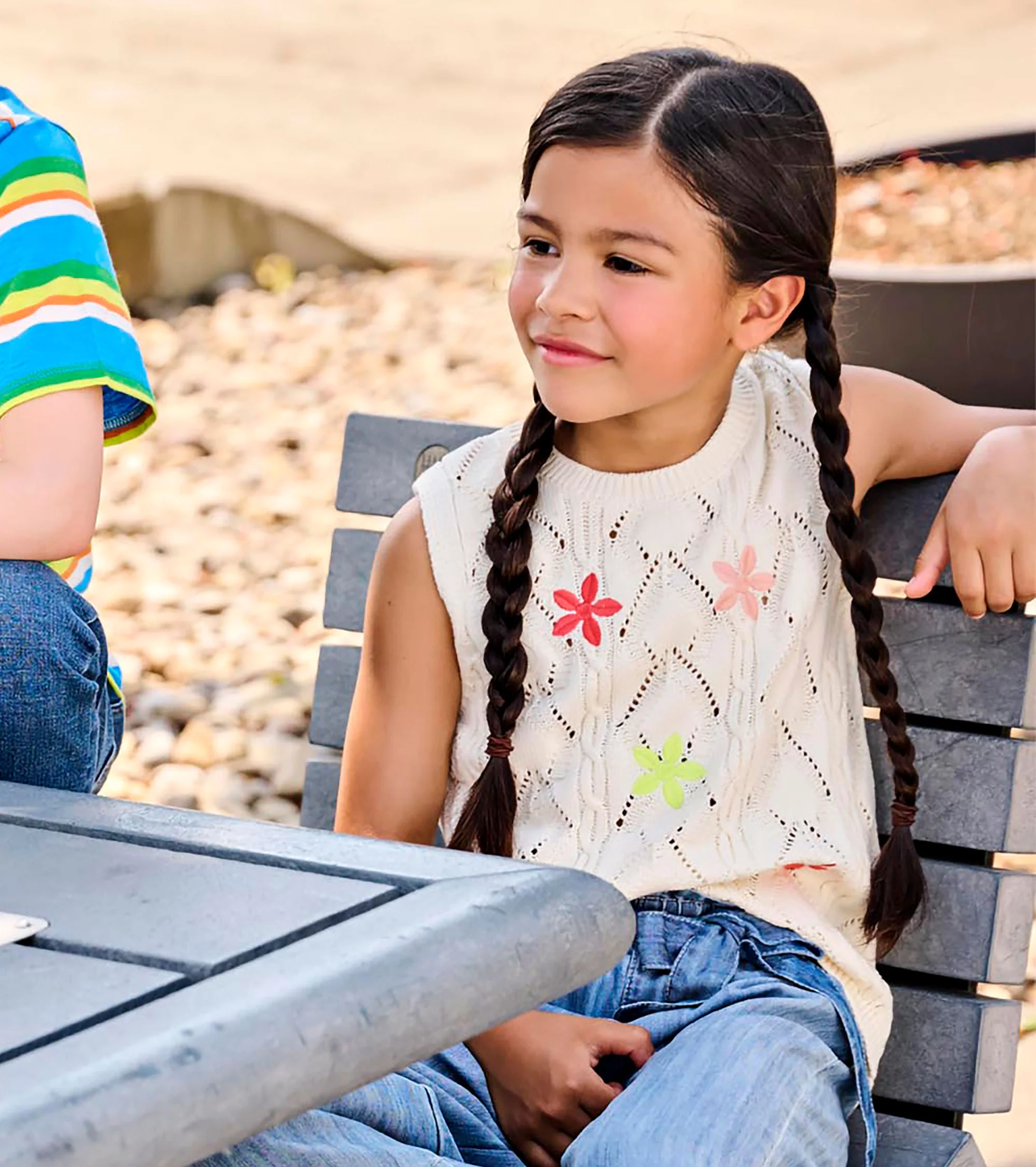 Girls Delicate Flower Crochet Top