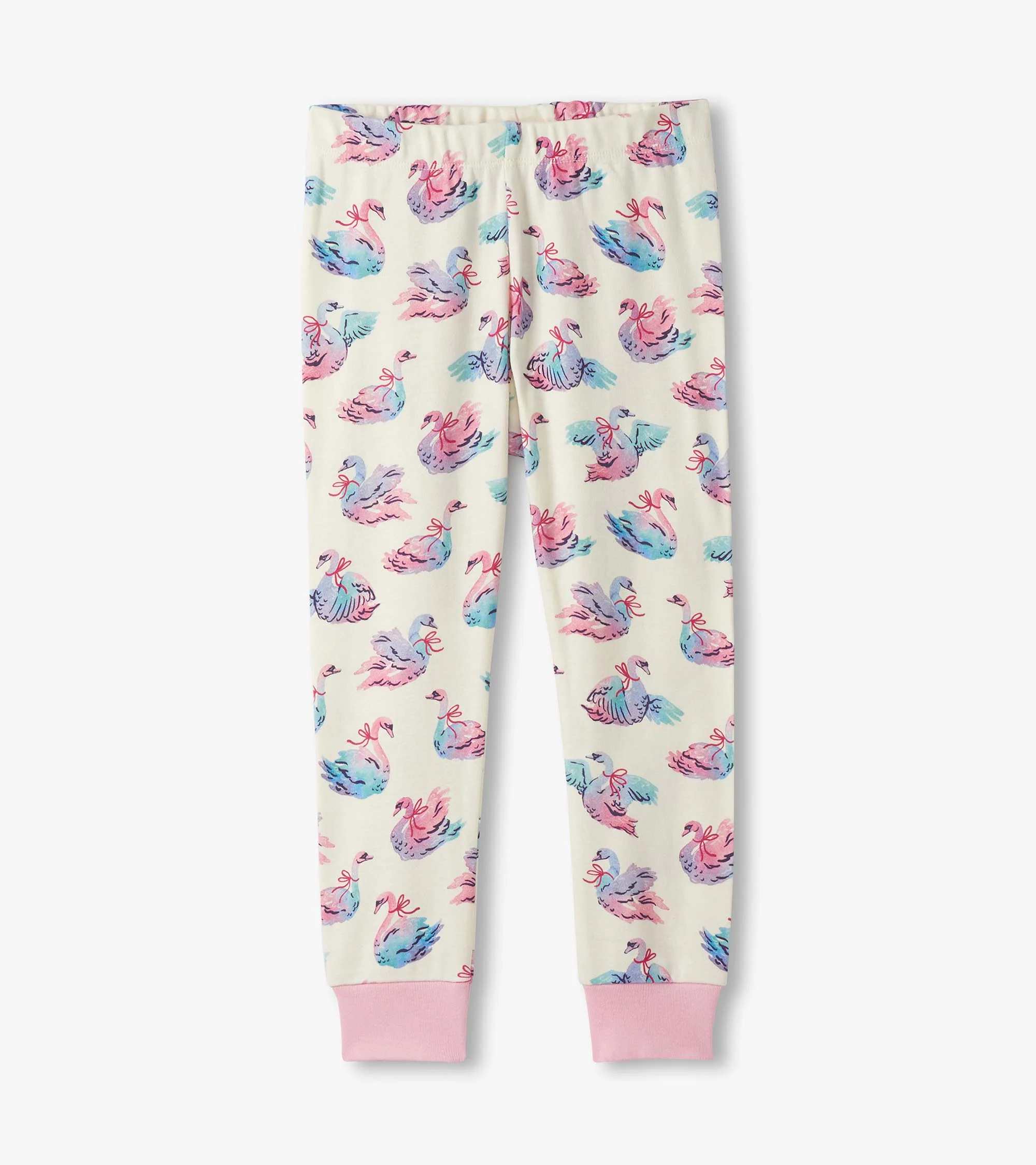 Girls Elegant Swans Cotton Pajama Set - Image 3