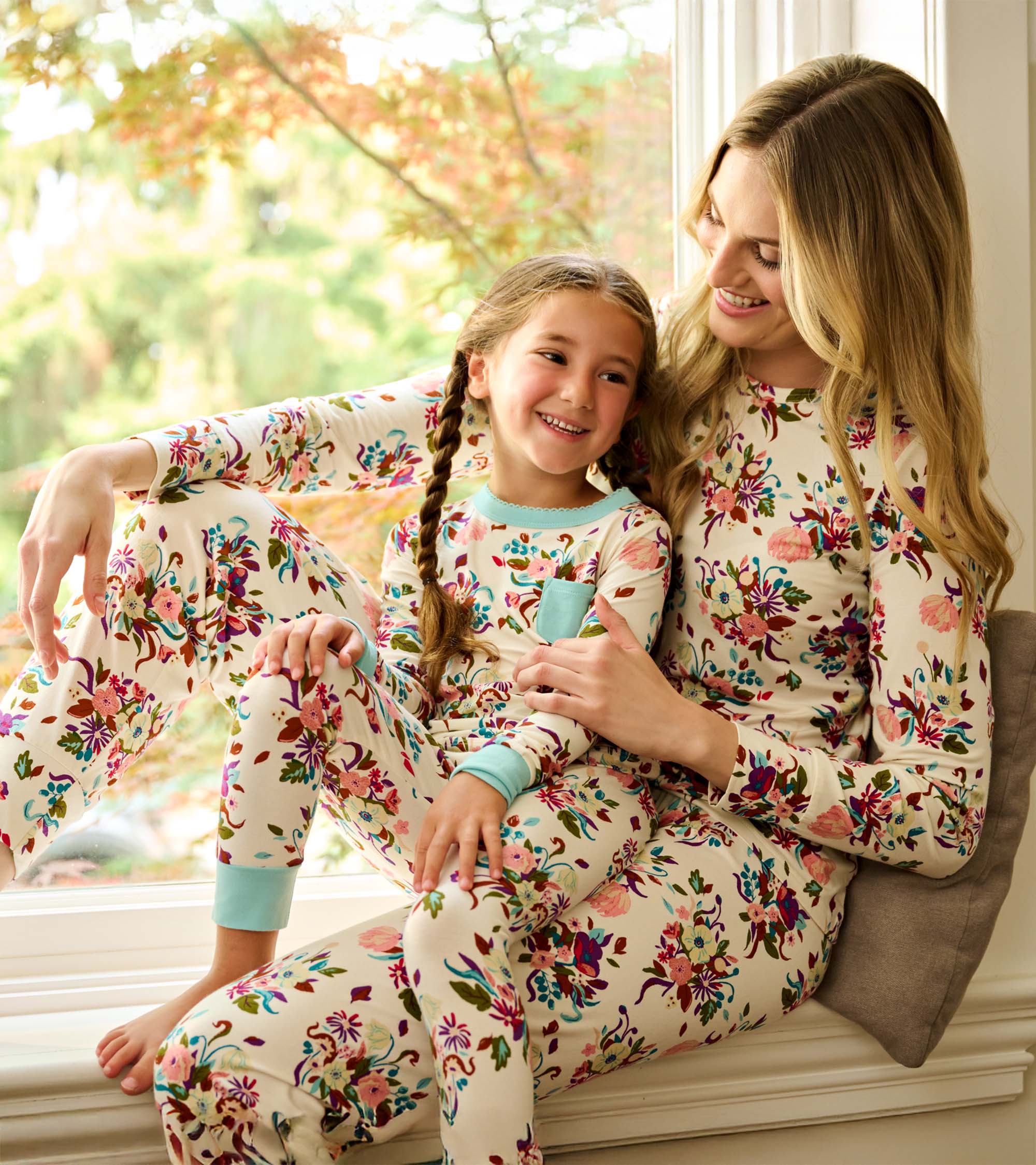 Girls Fall Floral Bamboo Pajama Set - Image 2