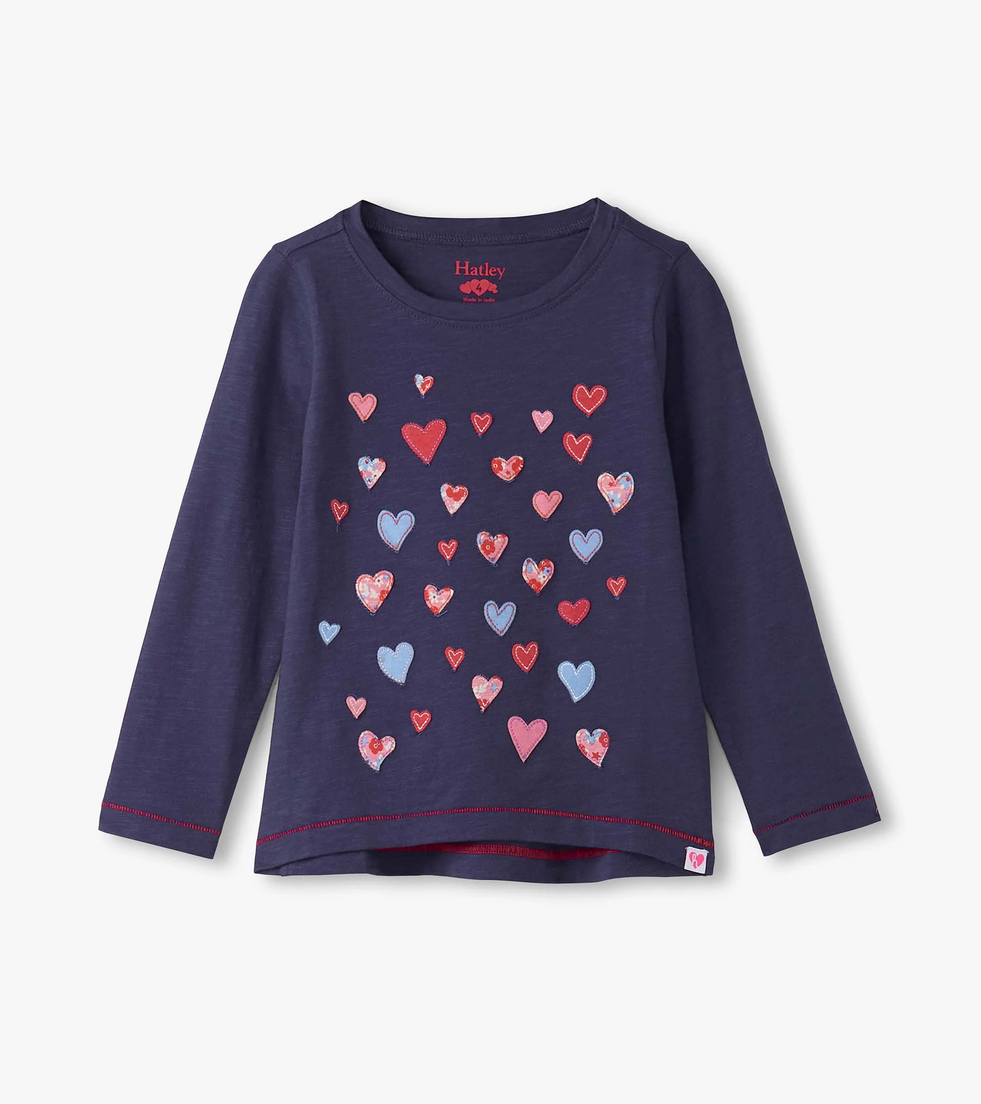 Girls Falling Hearts Long Sleeve Graphic Tee