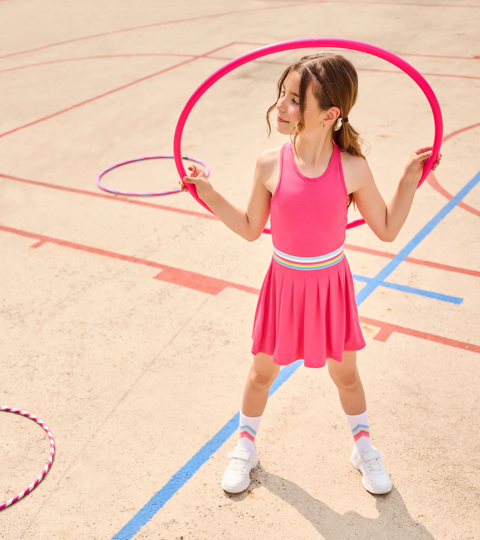 Girls Fandango Pink Pleated Active Dress