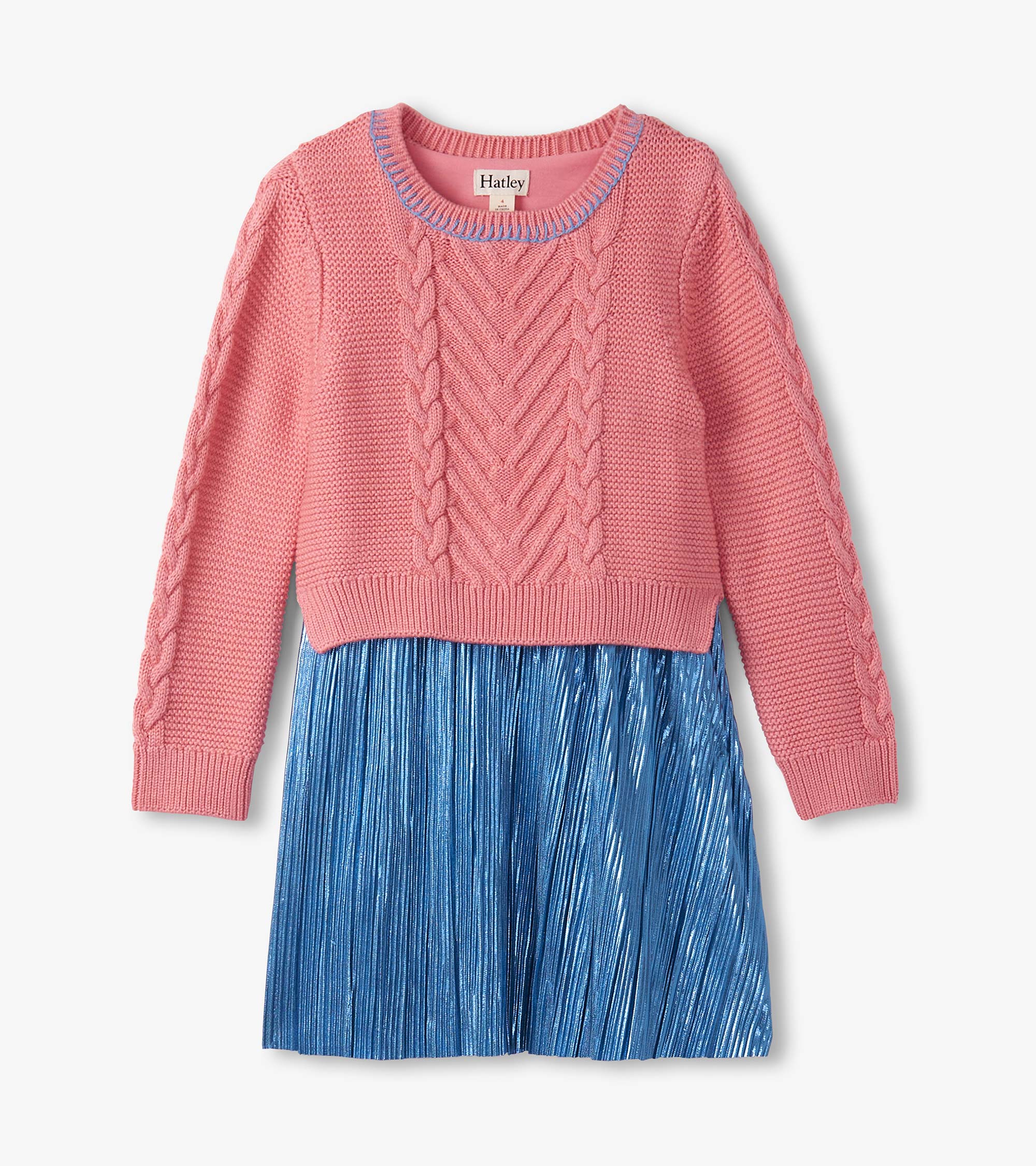 Girls Flamingo Pink Mix Media Dress