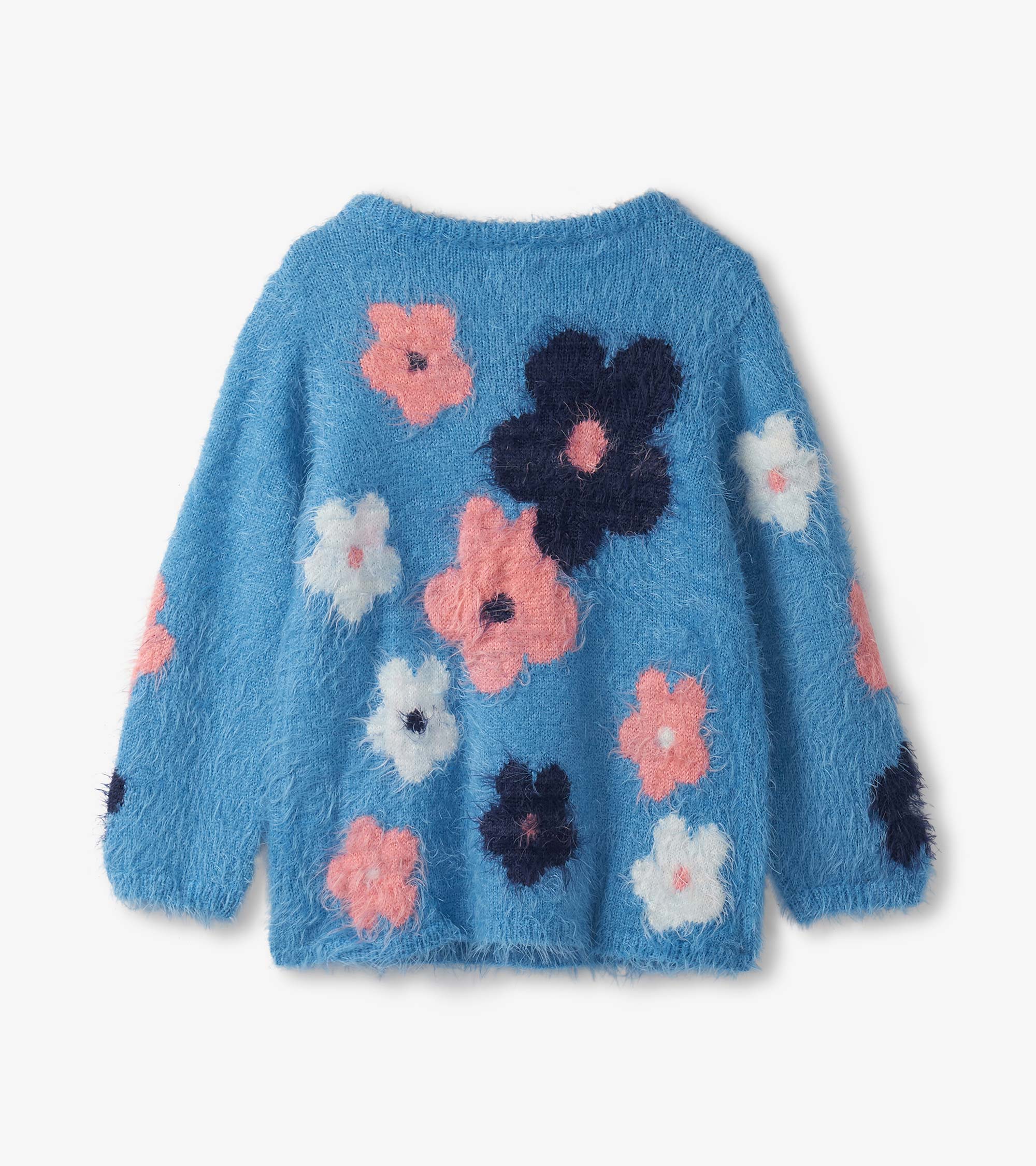 Girls Floral Cluster Furry Sweater - Image 4