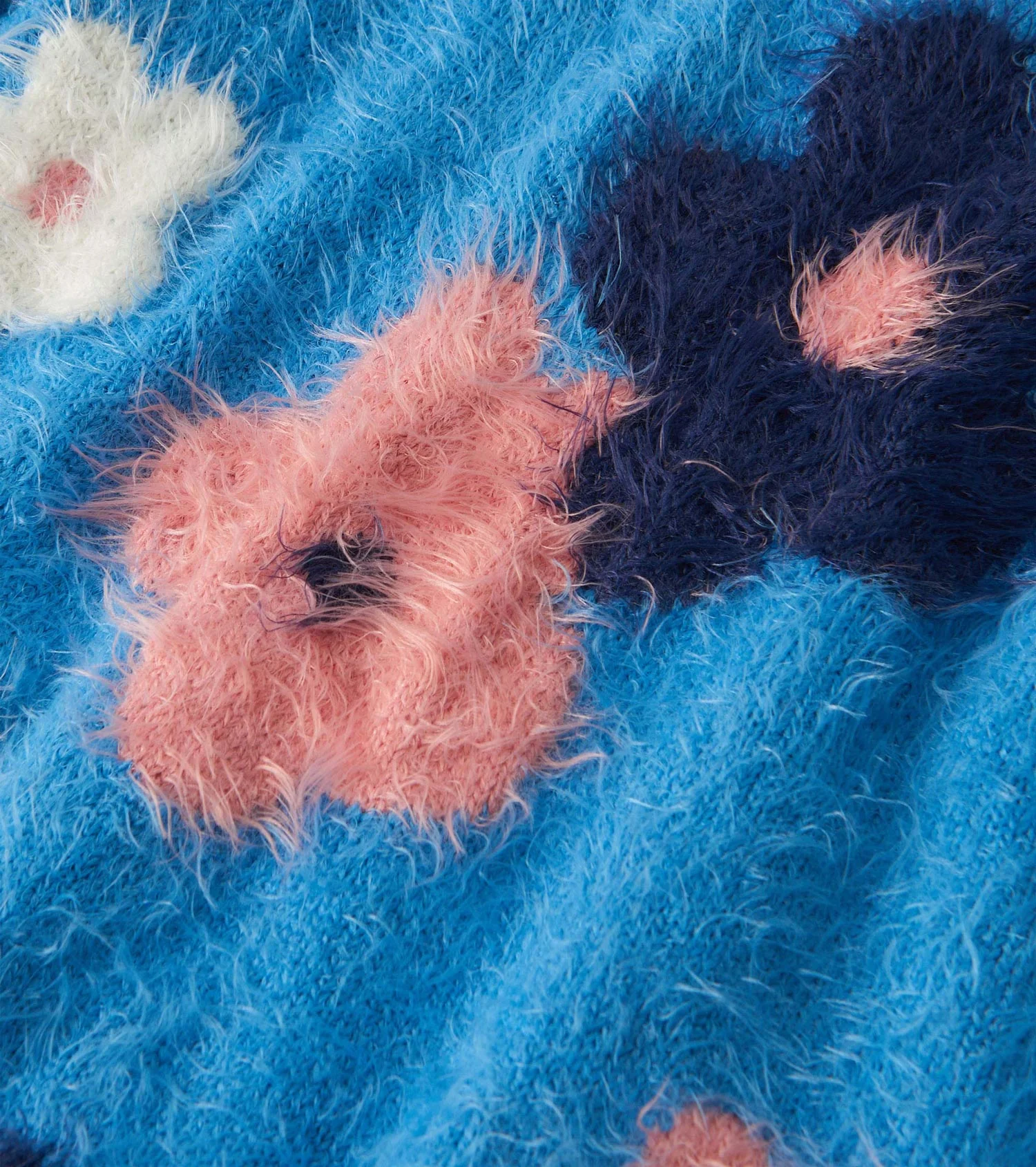 Girls Floral Cluster Furry Sweater - Image 5
