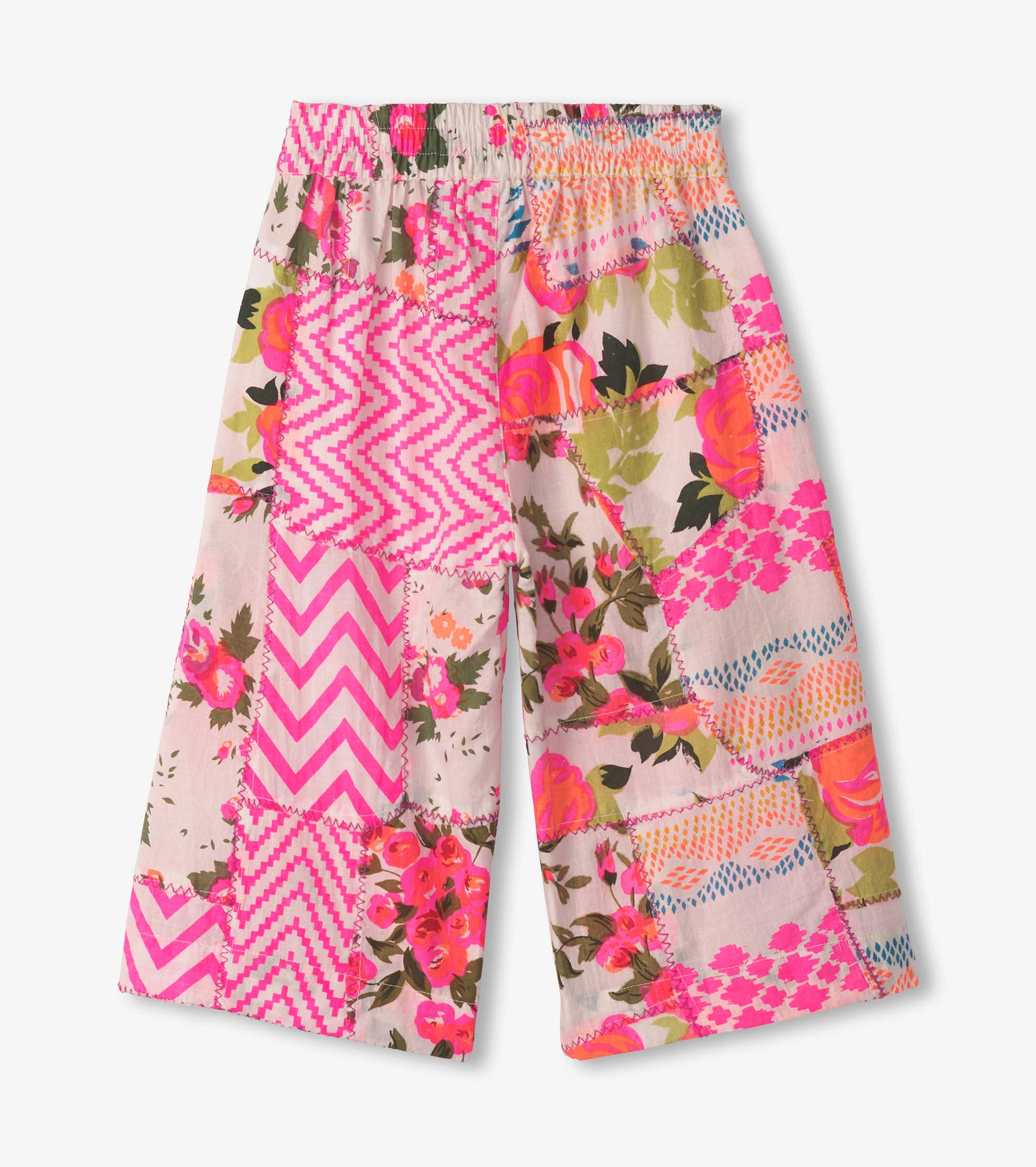 Girls Floral Patchwork Cropped Culottes - Image 2