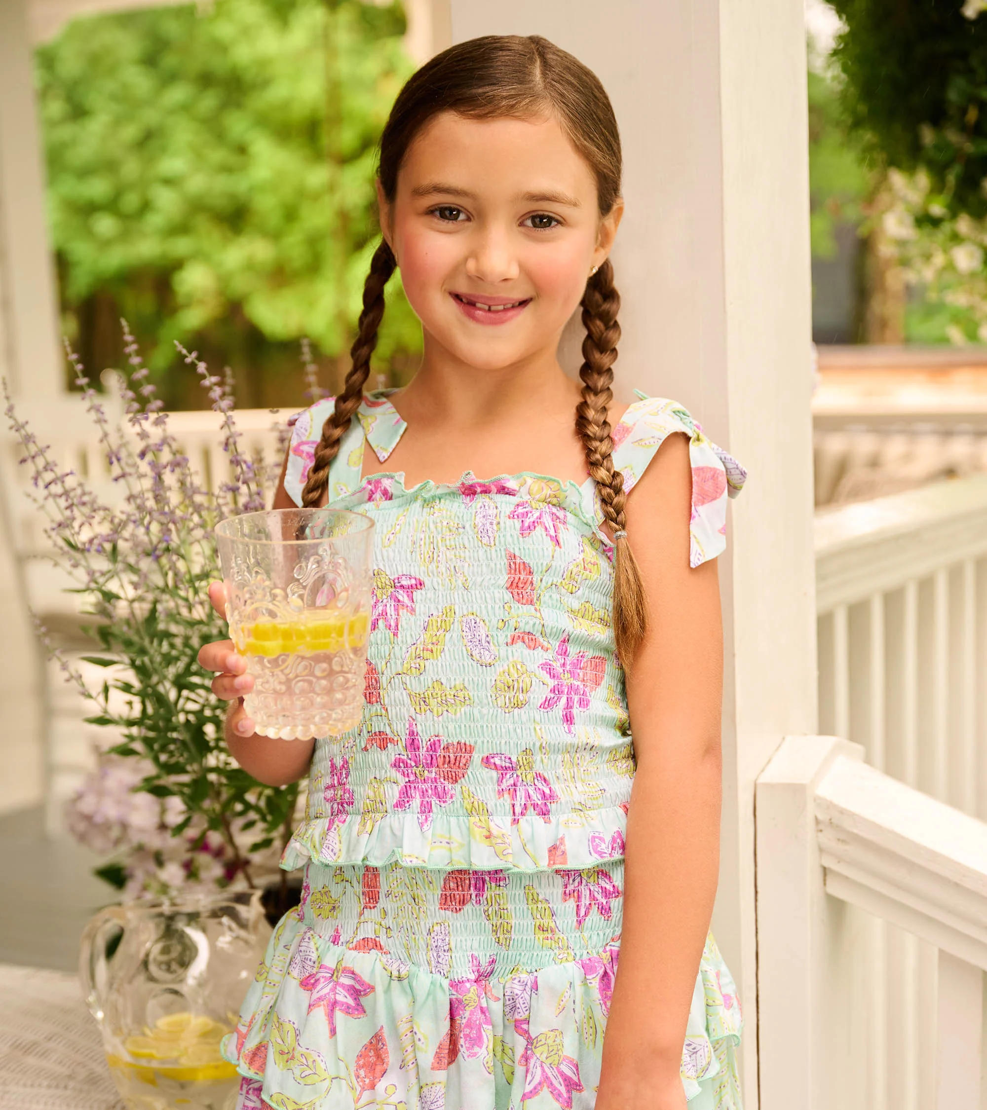 Girls Floral Smocked Angel Dress - Image 2
