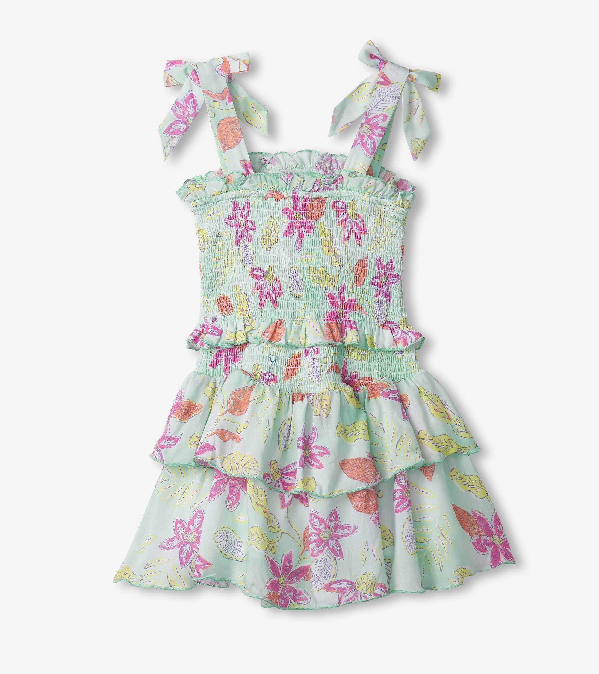 Girls Floral Smocked Angel Dress - Image 3