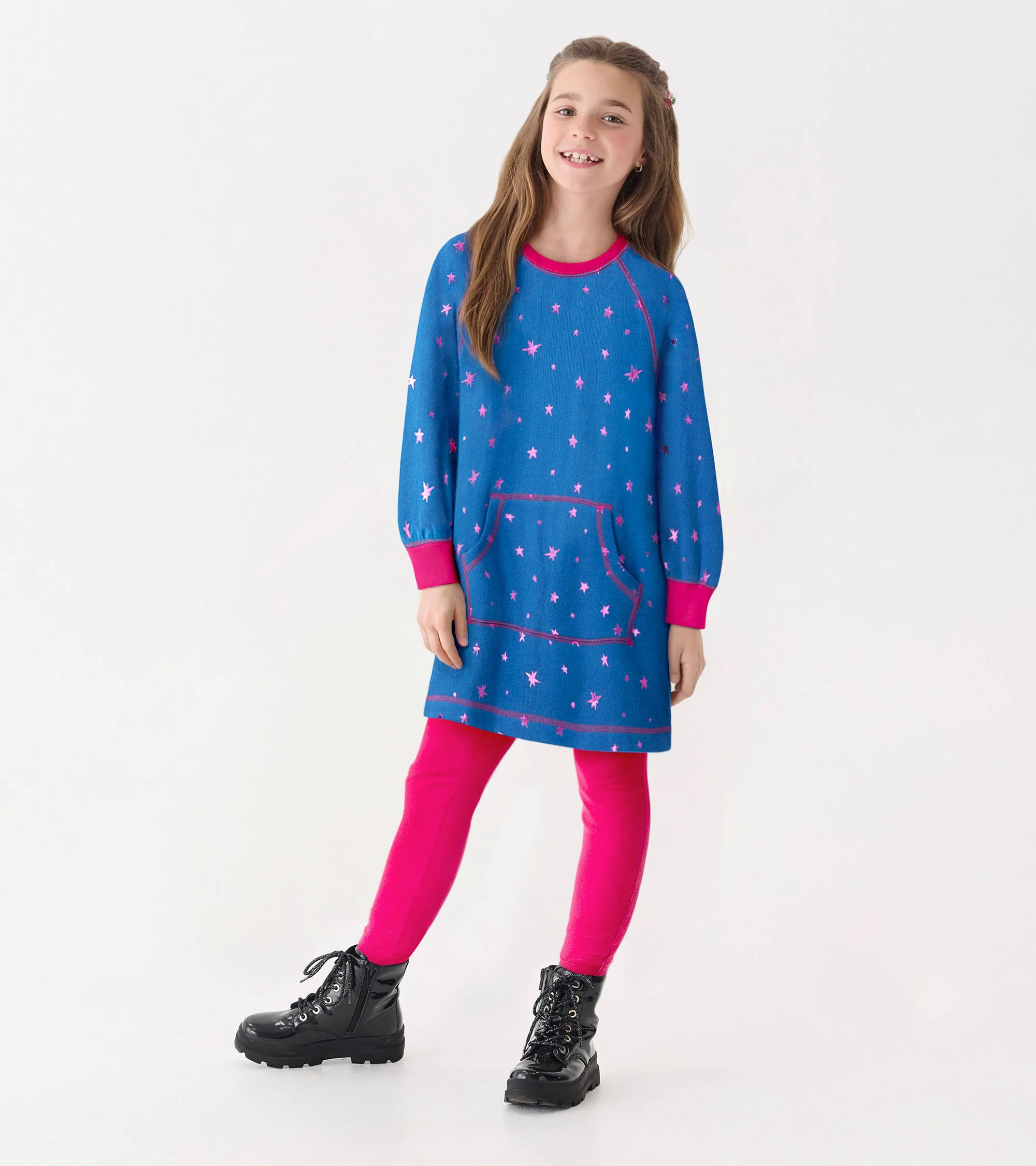 Girls Foil Stars Sweater Dress - Image 2