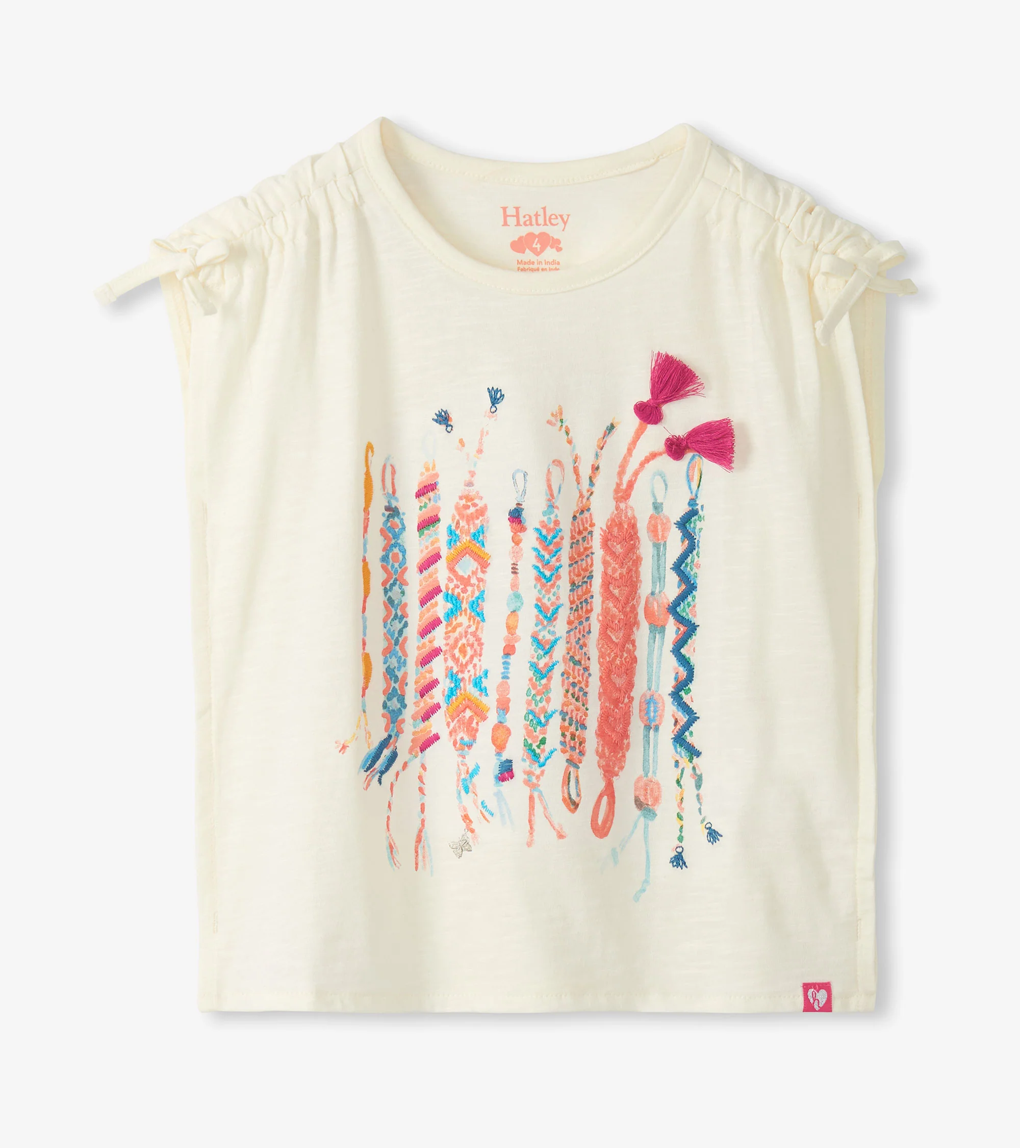 Girls Friendship Bracelet Cinched Shoulder Top