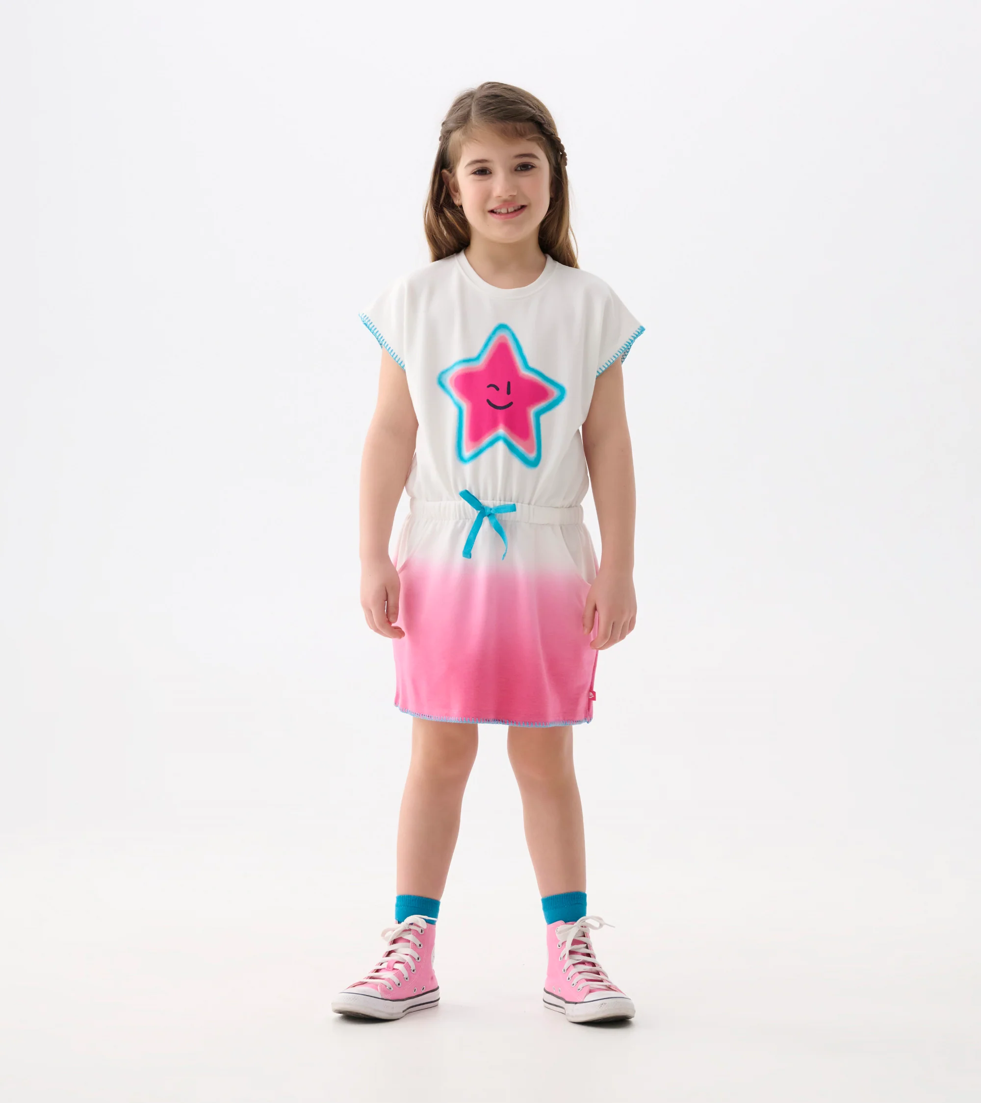 Girls Fuchsia Ombre Pull-On Dress - Image 3