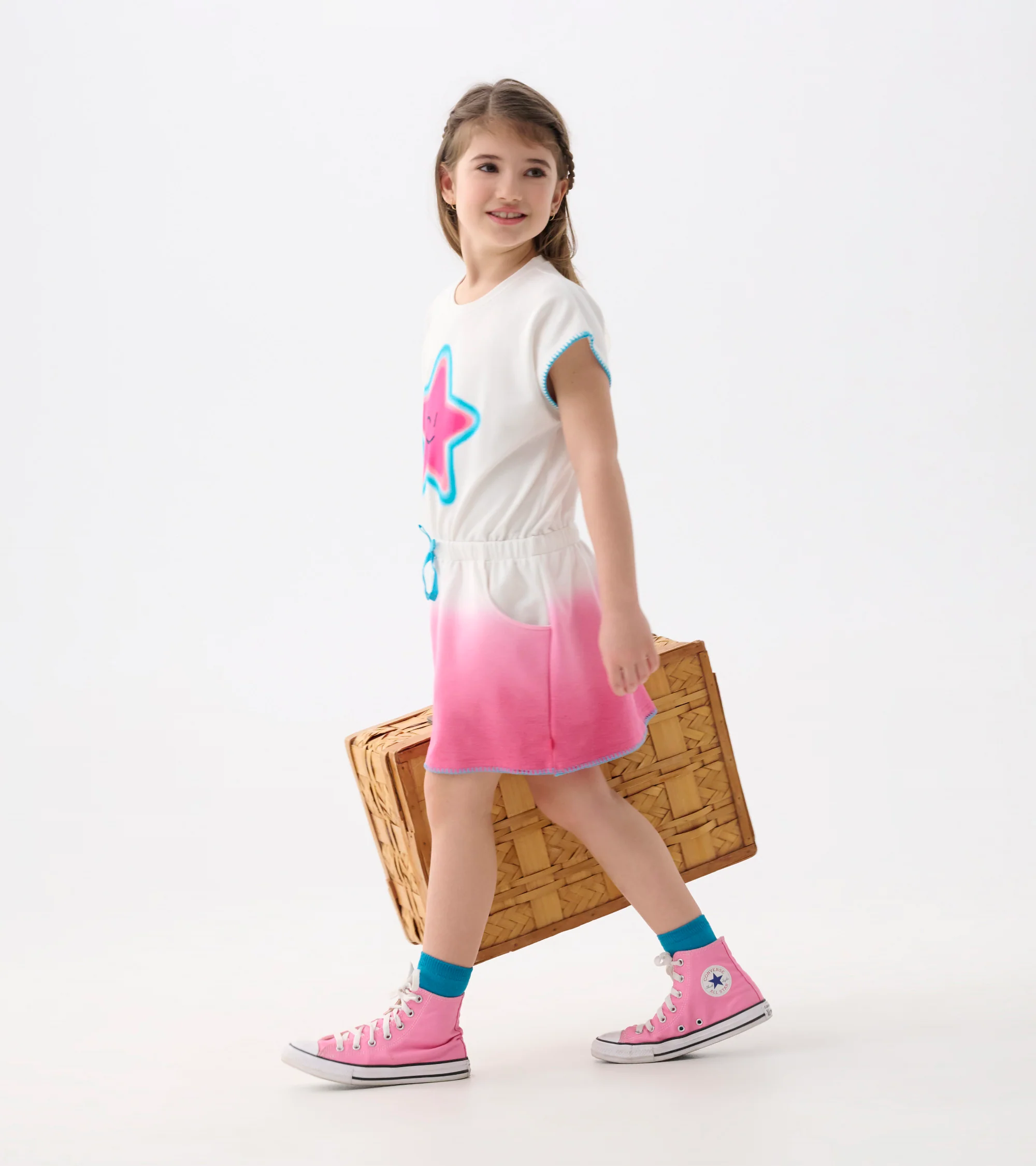 Girls Fuchsia Ombre Pull-On Dress - Image 4