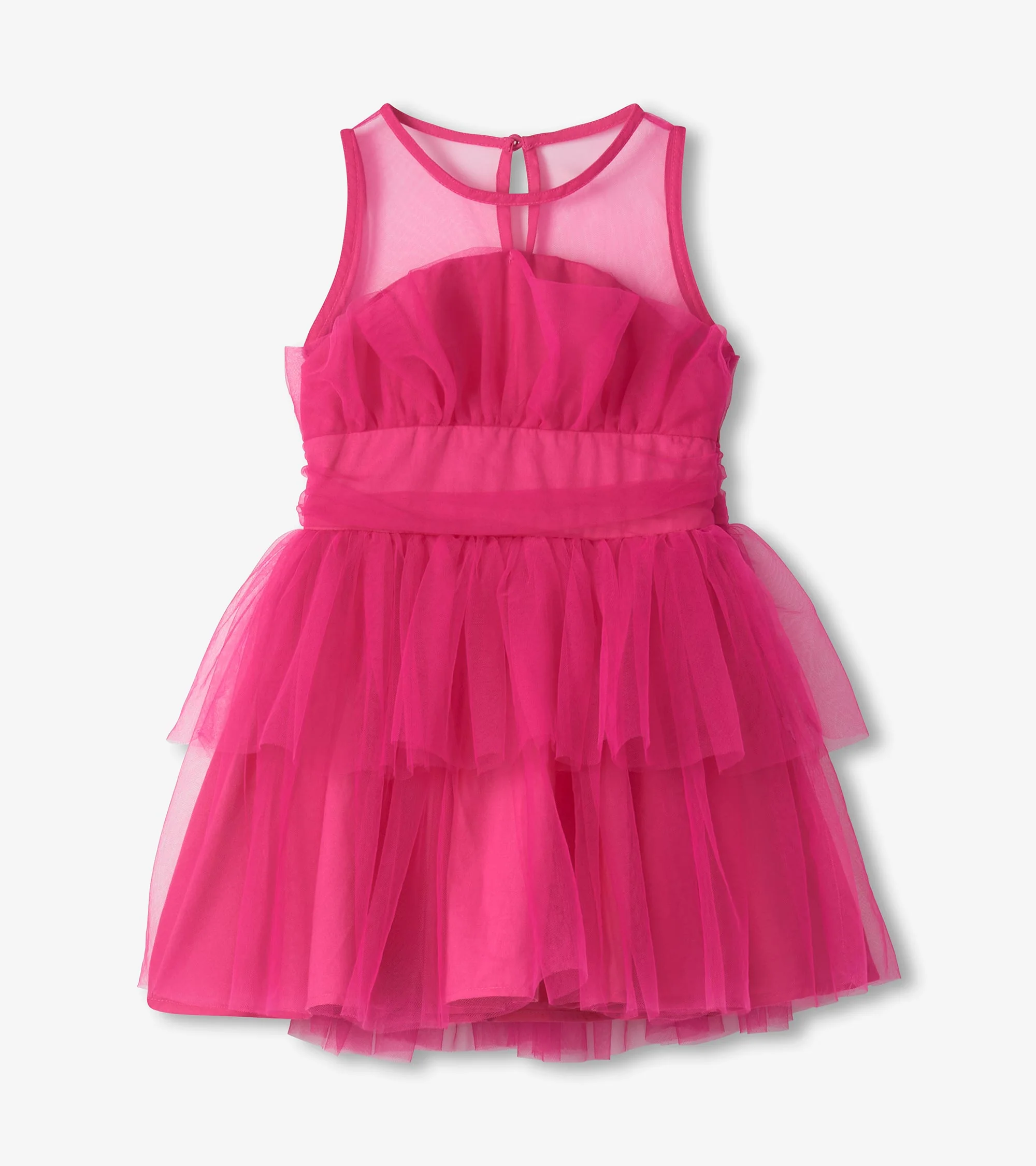 Girls Fuchsia Tulle Party Dress - Image 2