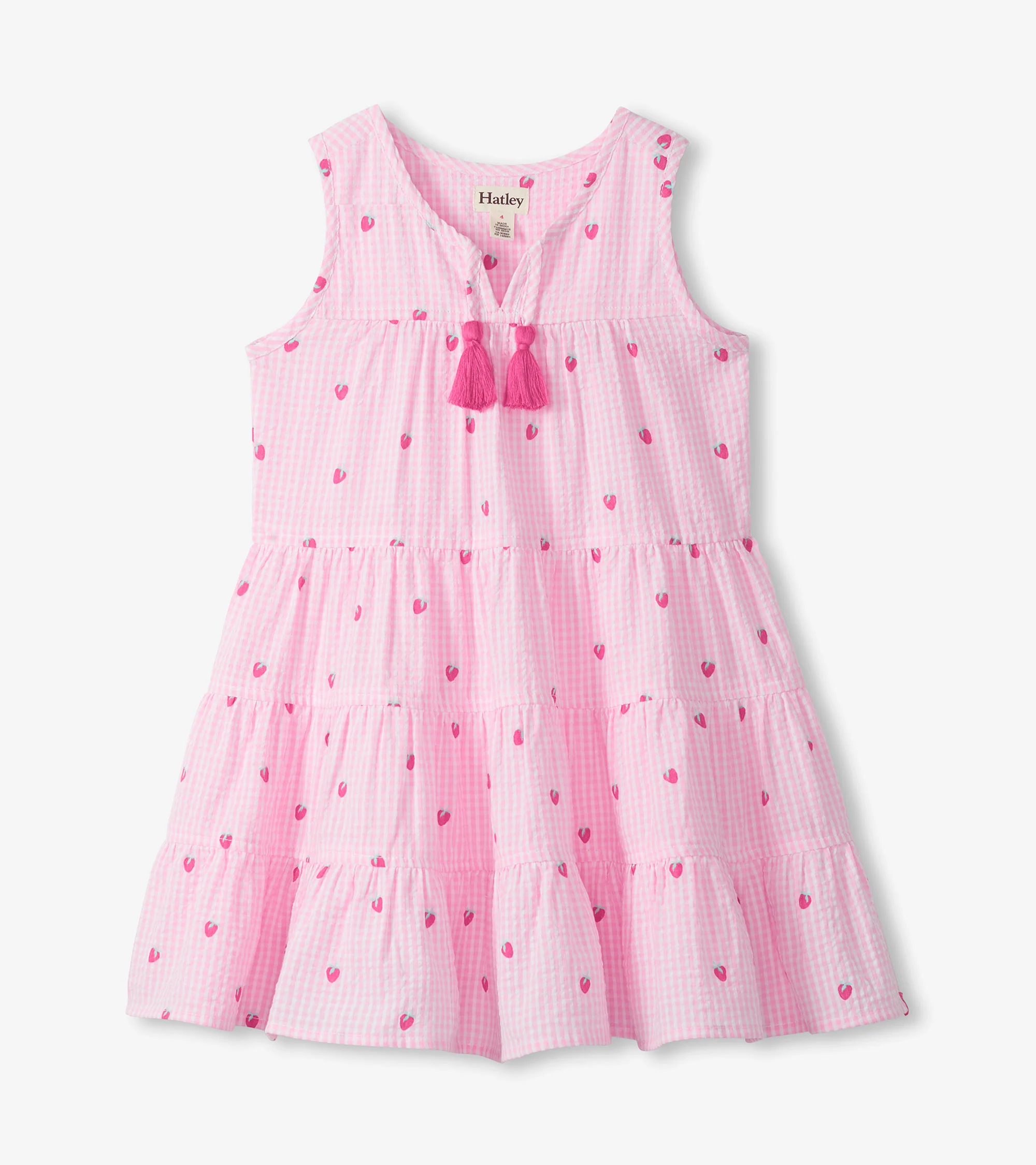 Girls Gingham Berries Tiered Dress - Image 2