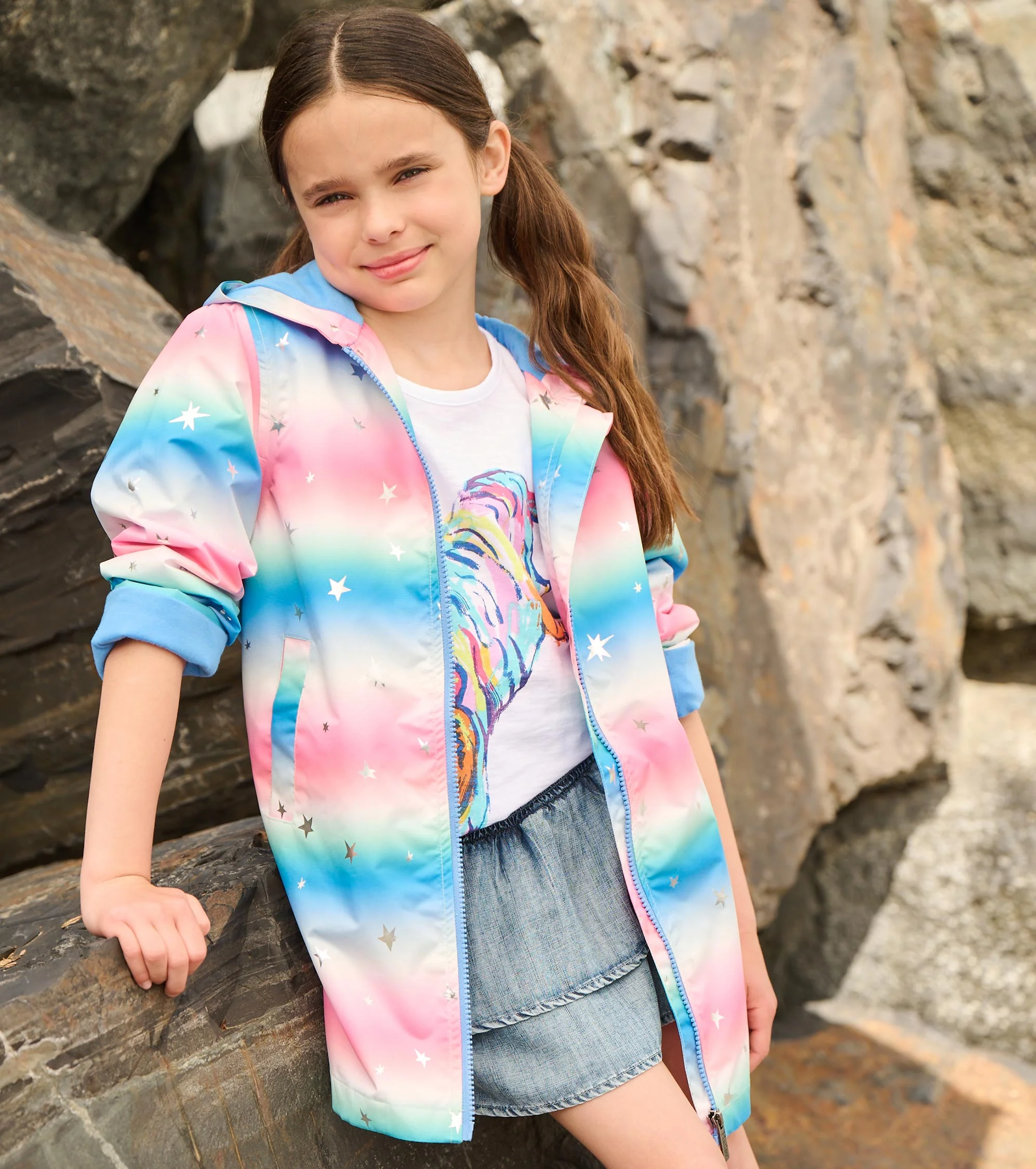 Girls Glitter Star A-Line Swing Jacket - Image 2