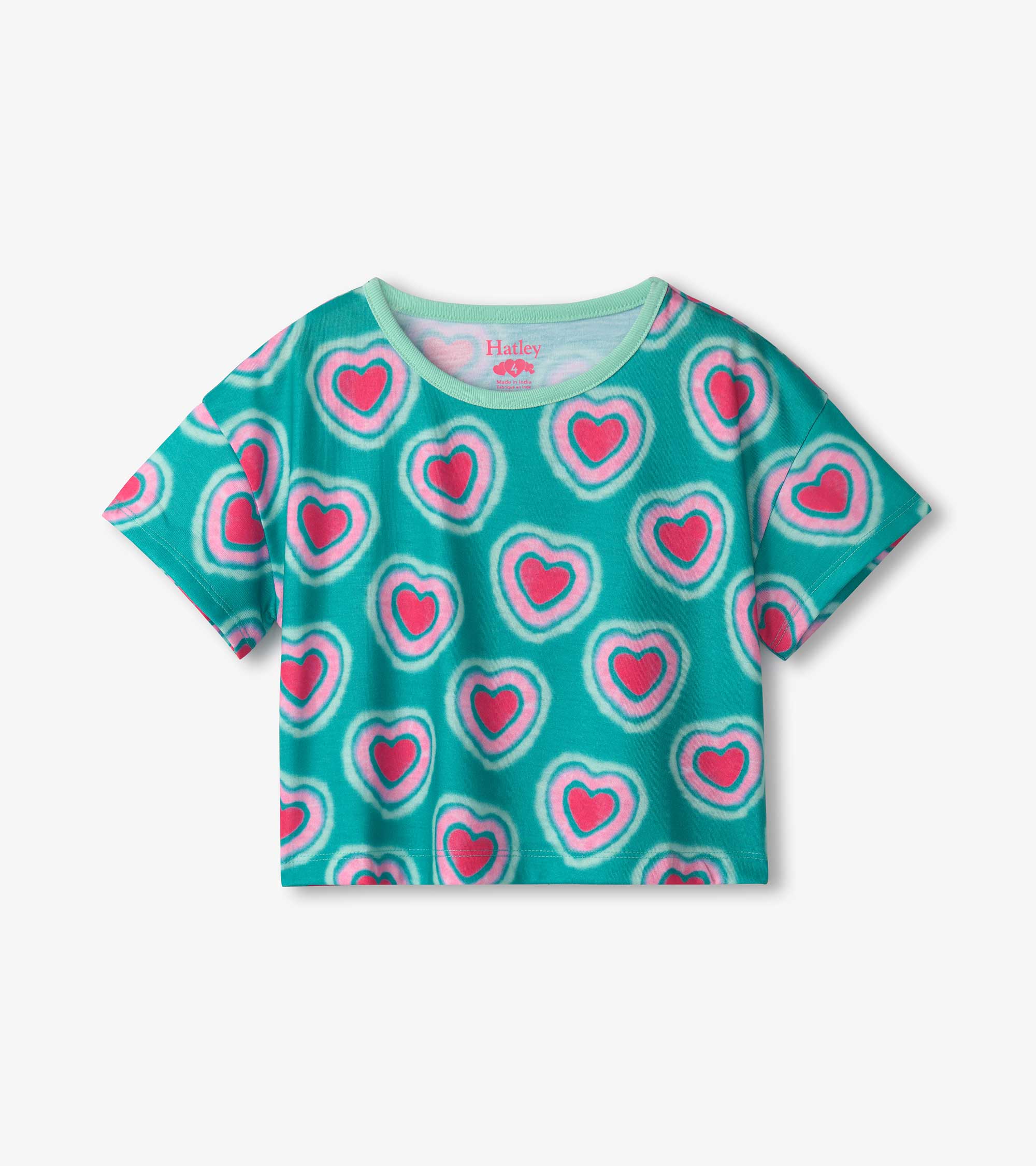 Girls Glowing Hearts Tee and Shorts Pajama Set - Image 3