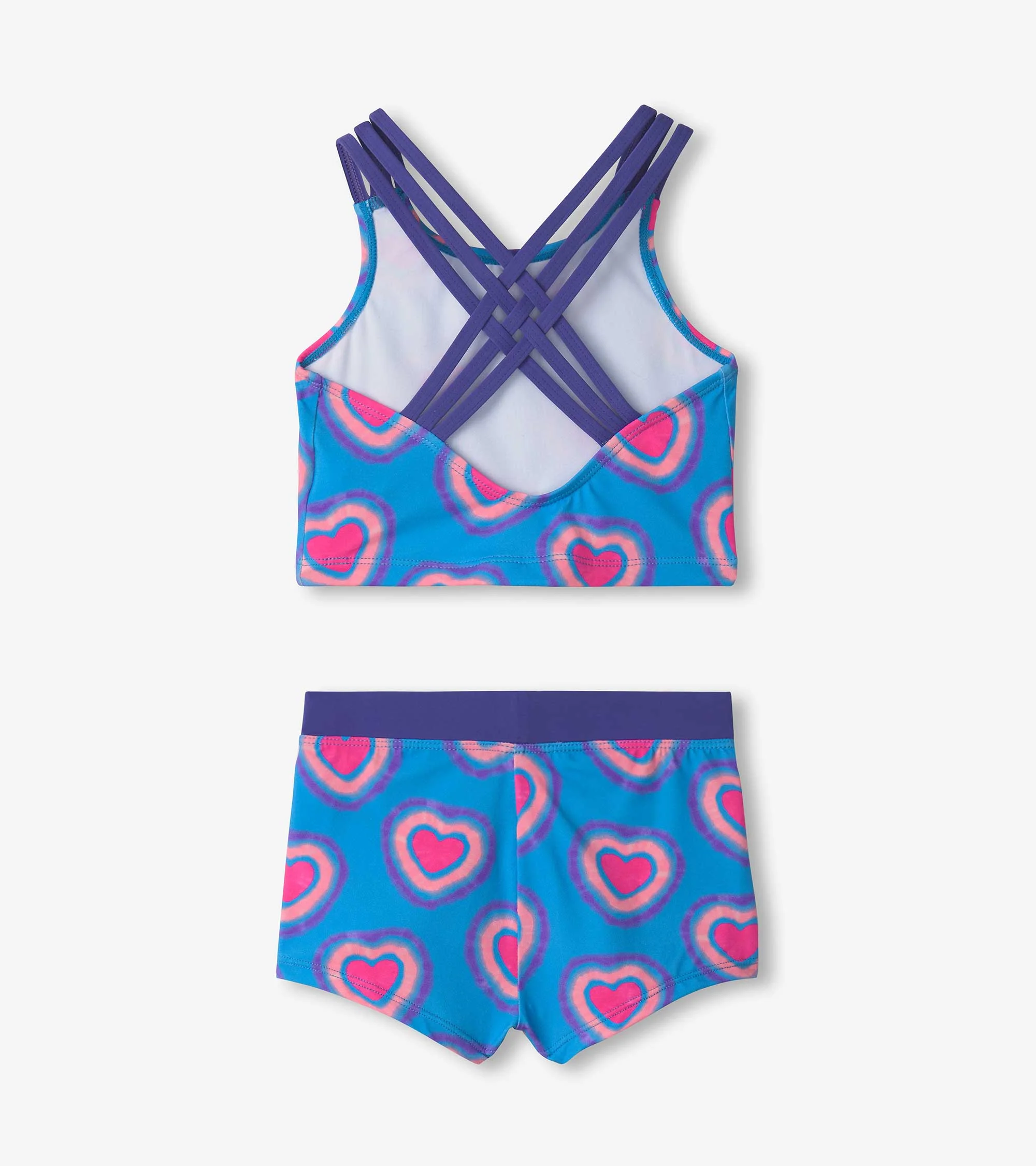 Girls Glowing Hearts Two-Piece Short Swimsuit - Image 3