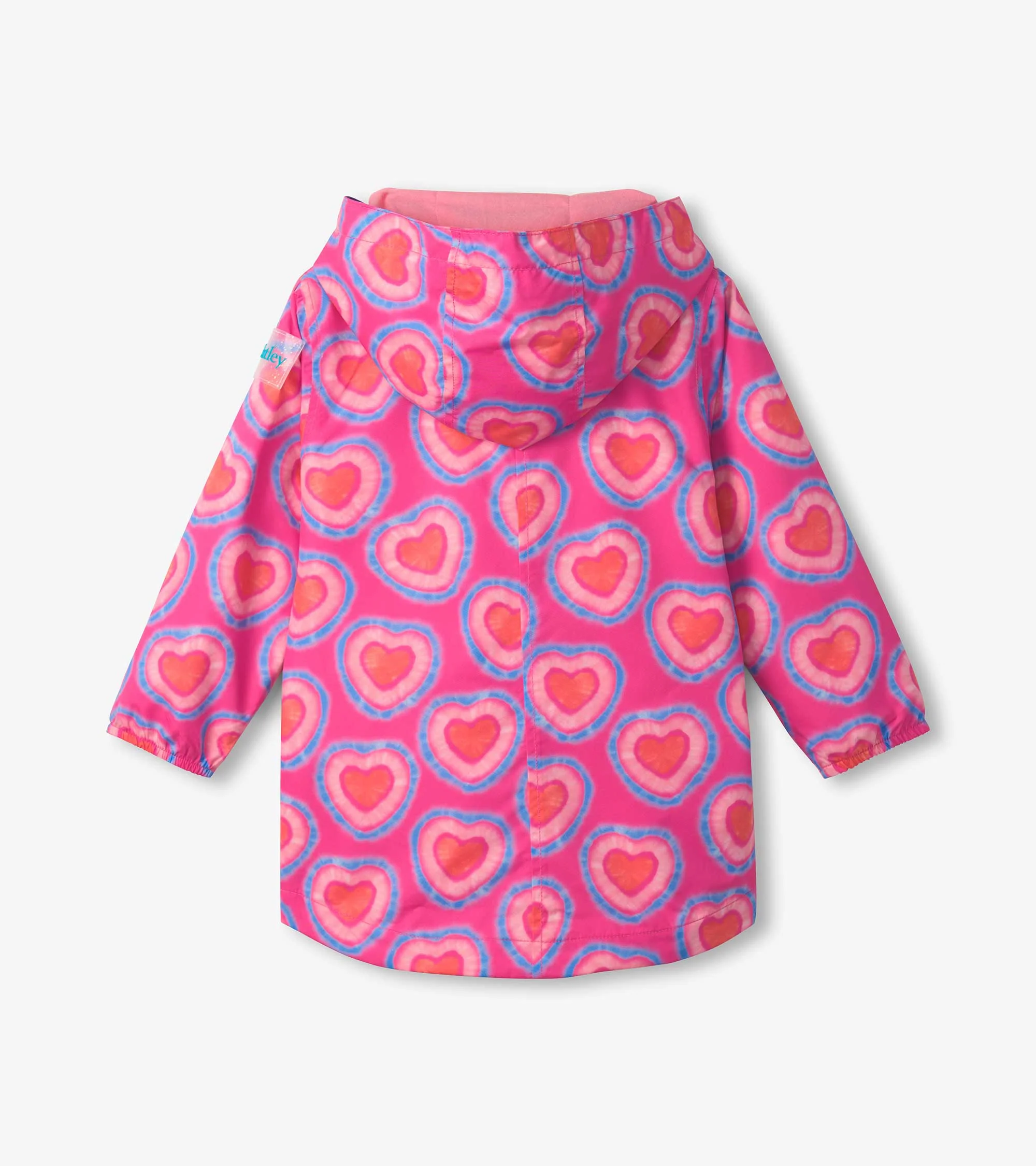 Girls Glowing Hearts Zip-Up Lightweight Rain Jacket - Image 3