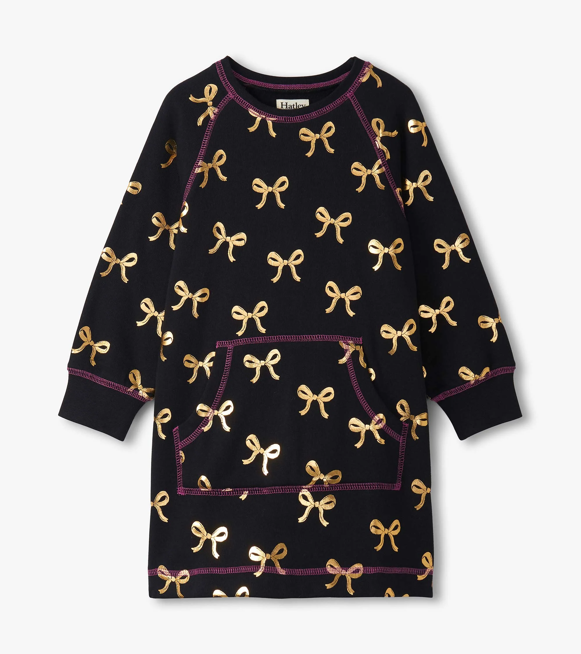 Girls Gold Bows Sweater Dress