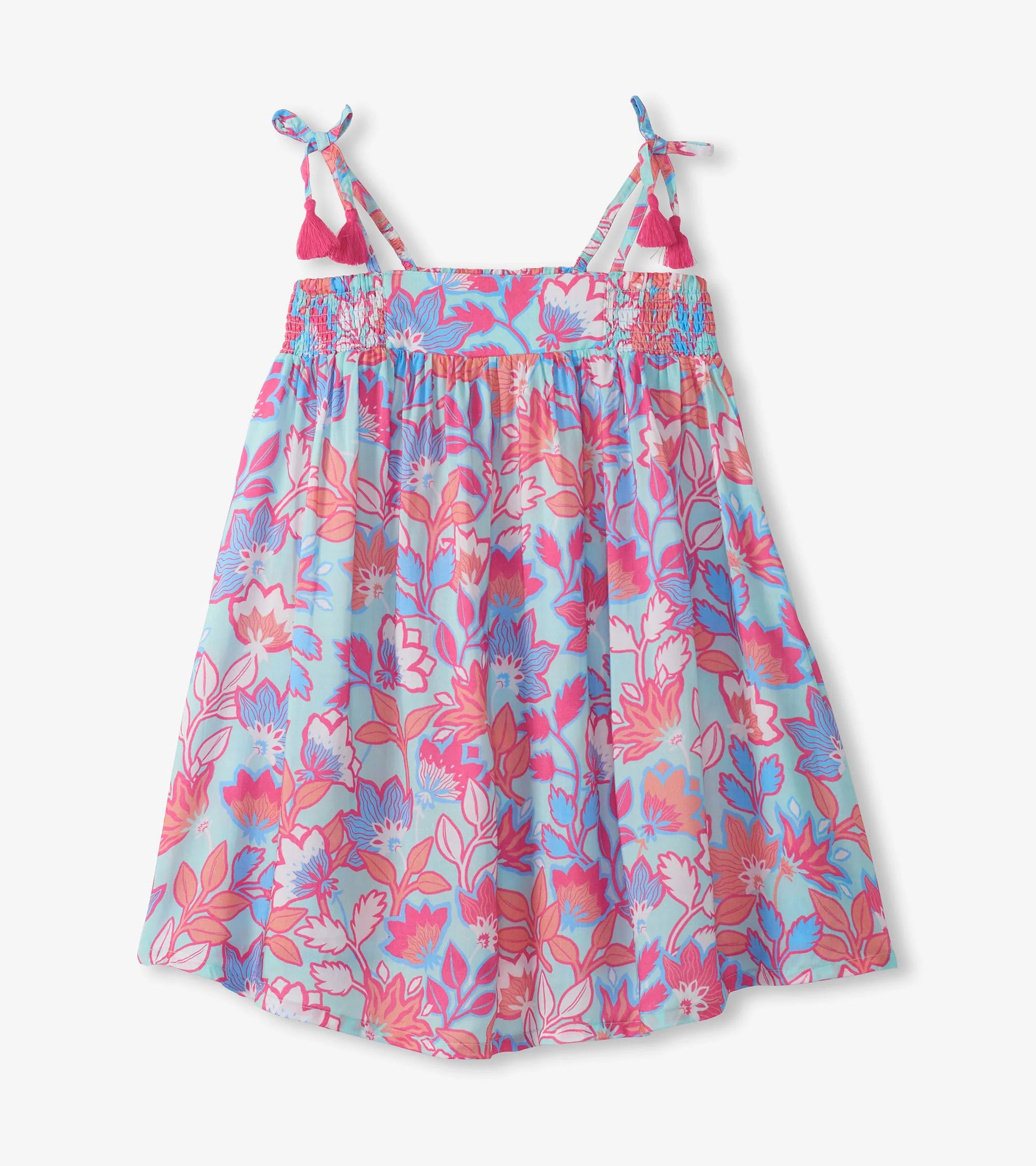 Girls Graphic Floral Smocked Sundress