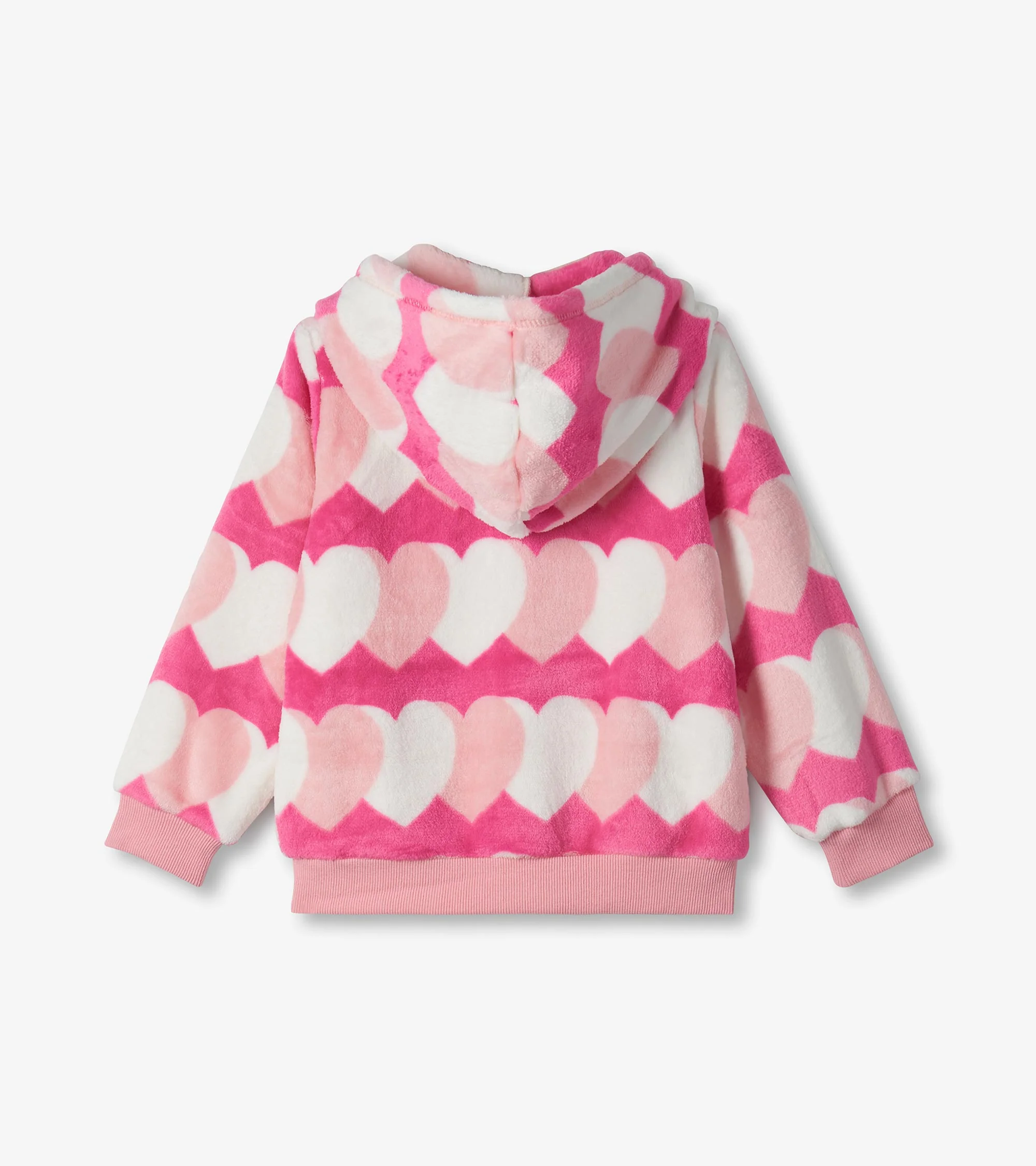 Girls Graphic Hearts Fleece Zip-Up Hoodie - Image 2