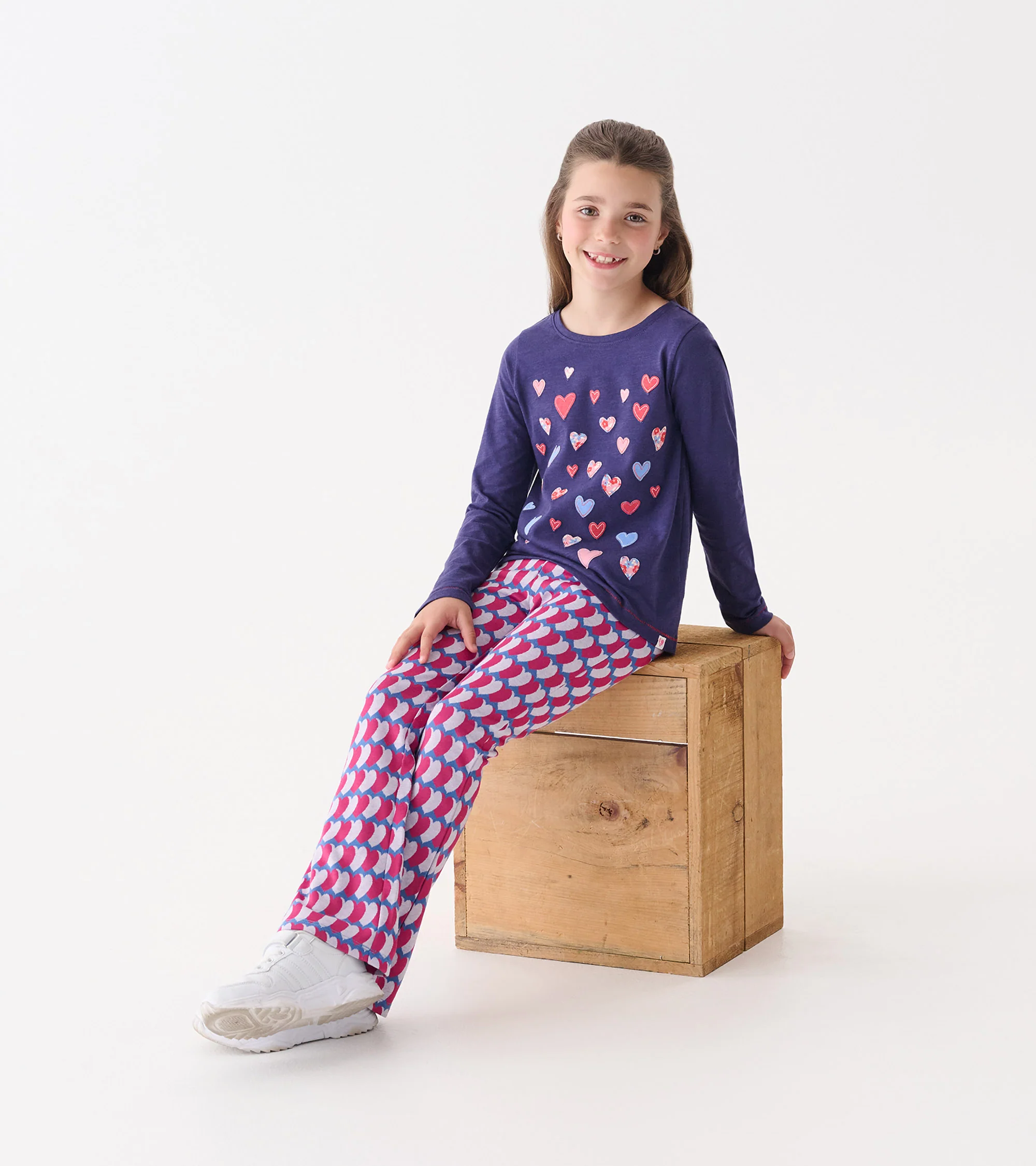 Girls Graphic Hearts Fun Waist Flare Pants - Image 3