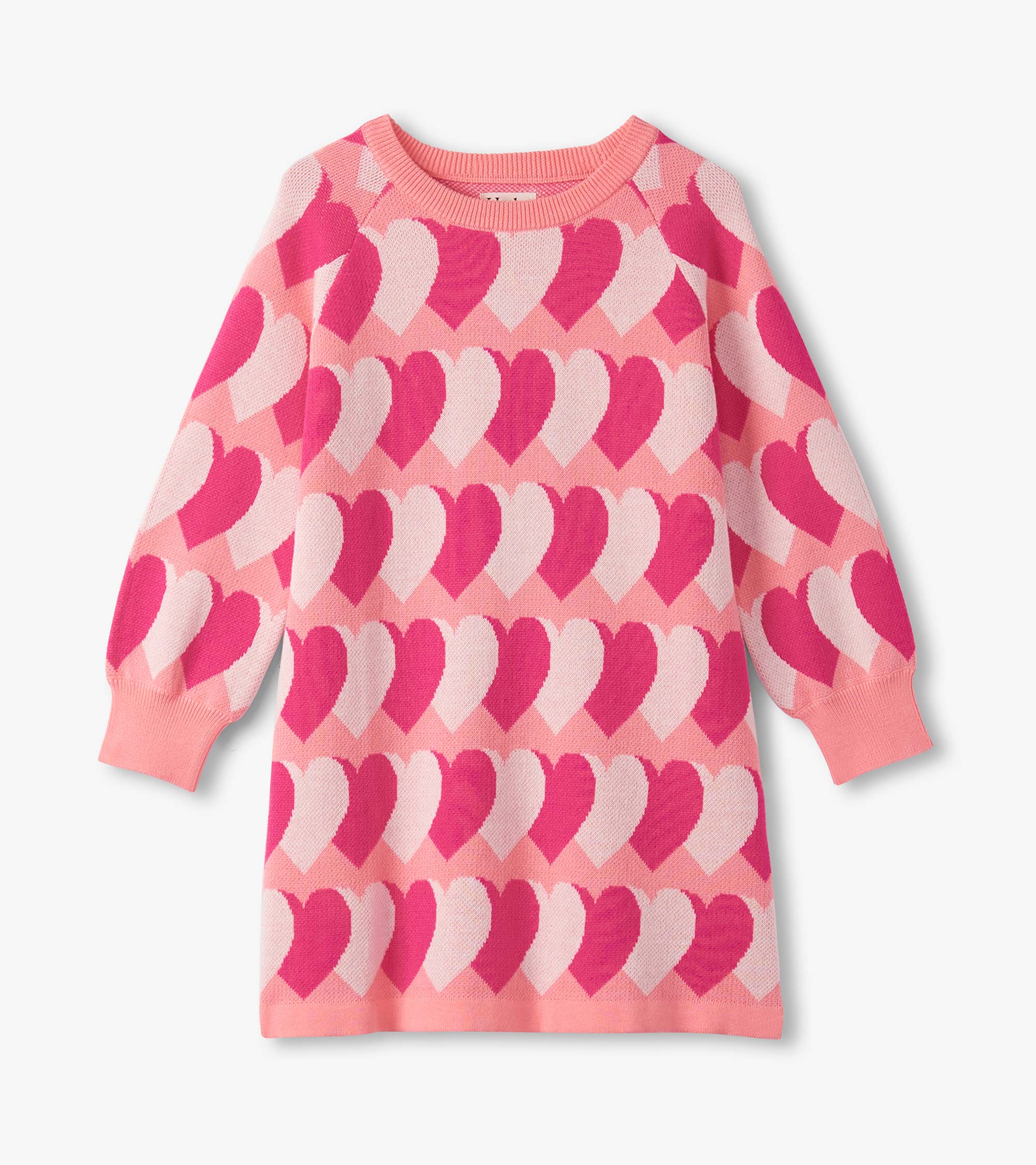 Girls Graphic Hearts Swing Sweater Dress