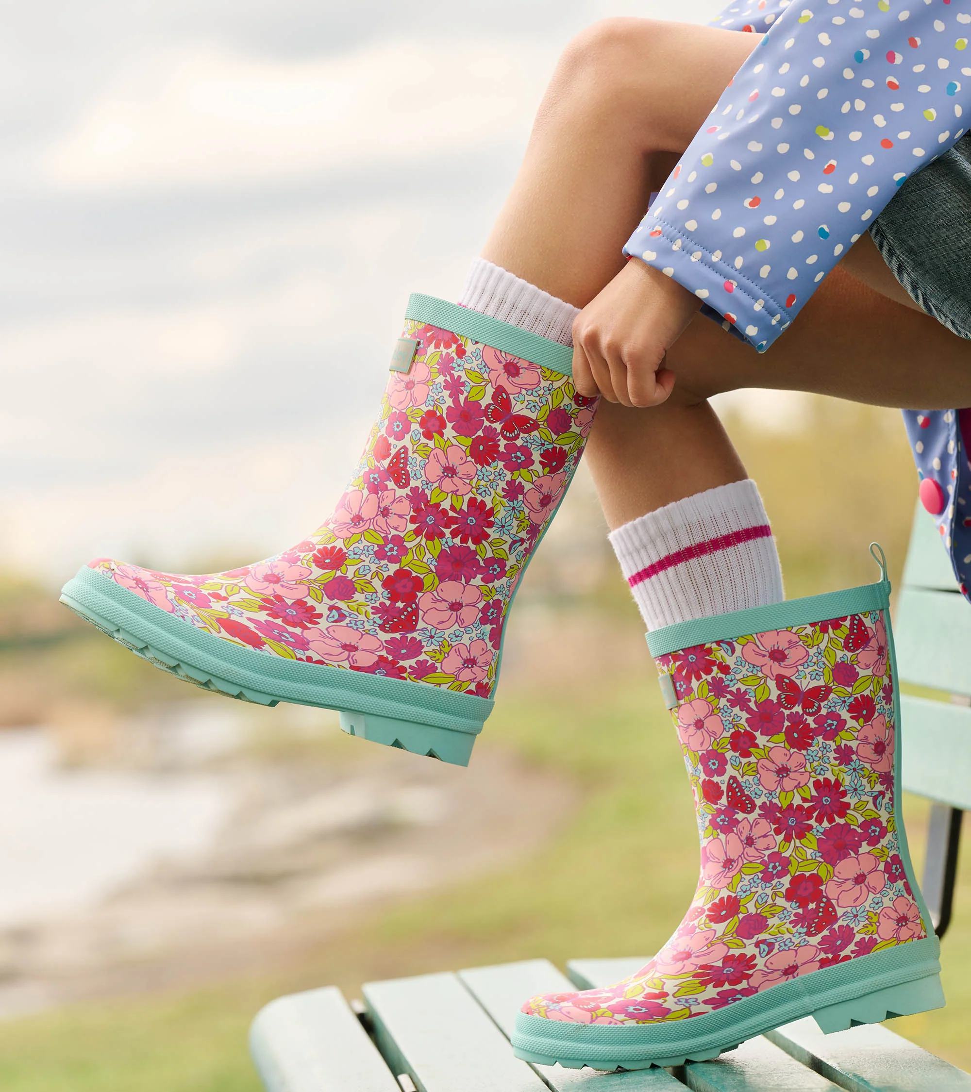 Girls Groovy Flowers Matte Rain Boots - Image 4