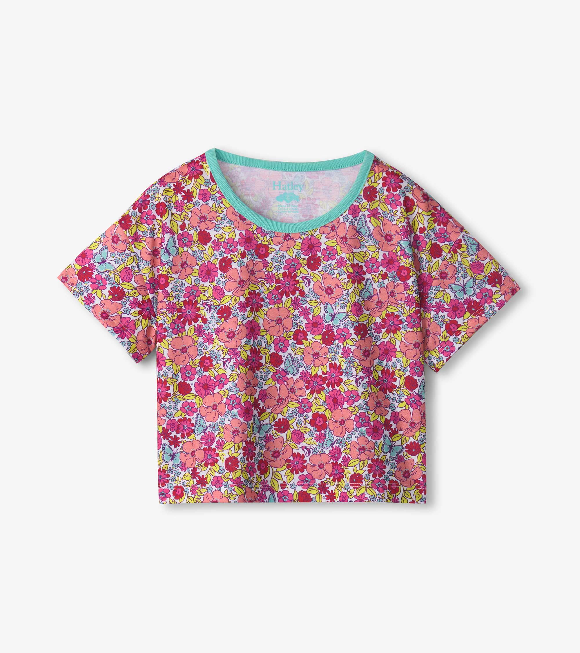 Girls Groovy Flowers Tee and Shorts Pajama Set - Image 3