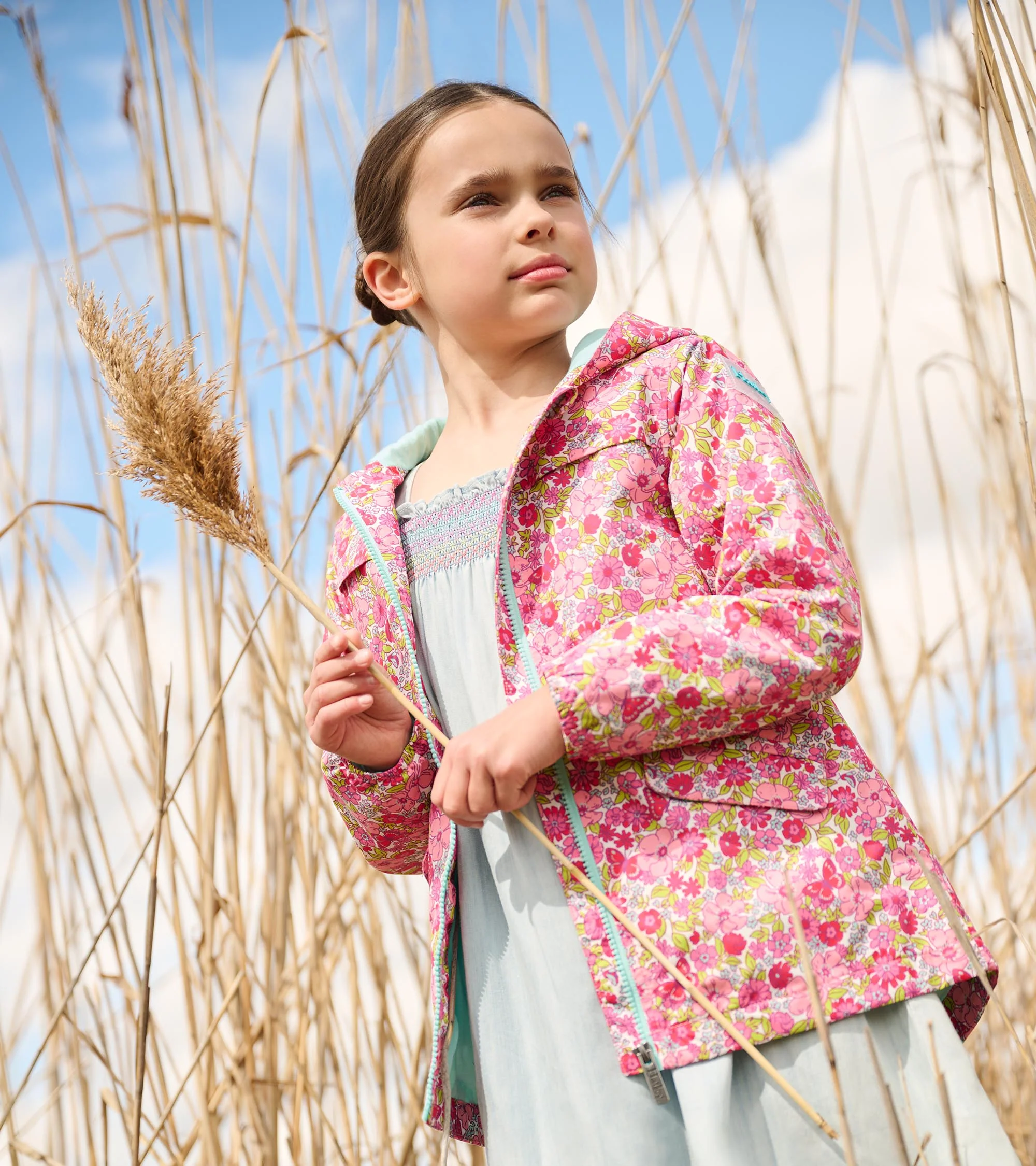 Girls Groovy Flowers Zip-Up Lightweight Rain Jacket - Image 7