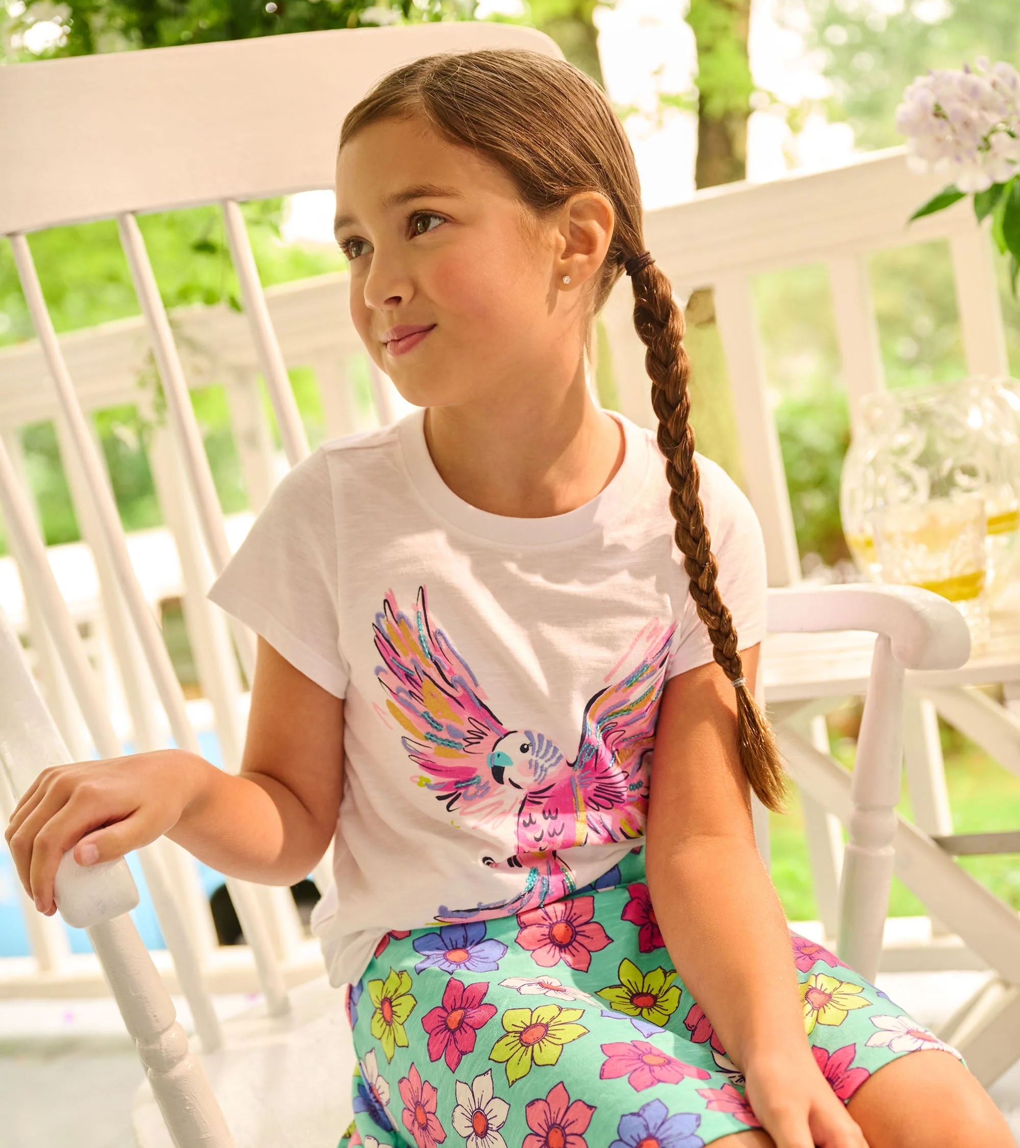 Girls Happy Flowers Floaty Skort - Image 2