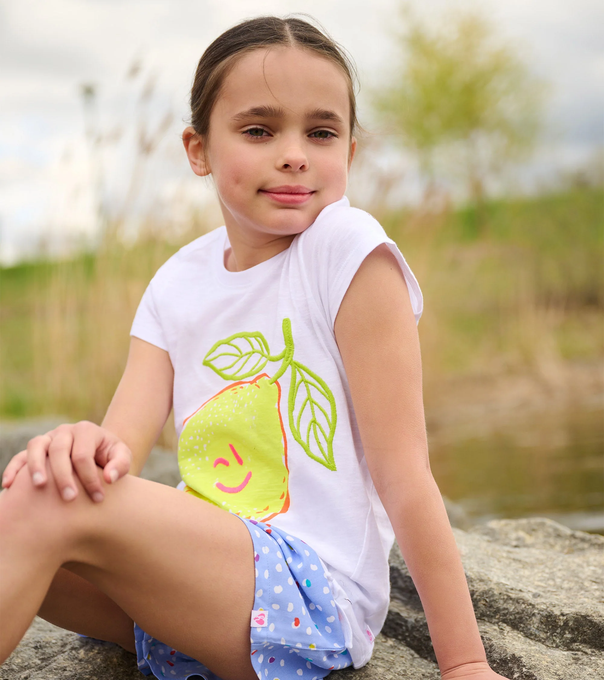 Girls Happy Lemon Tie Front T-Shirt - Image 2