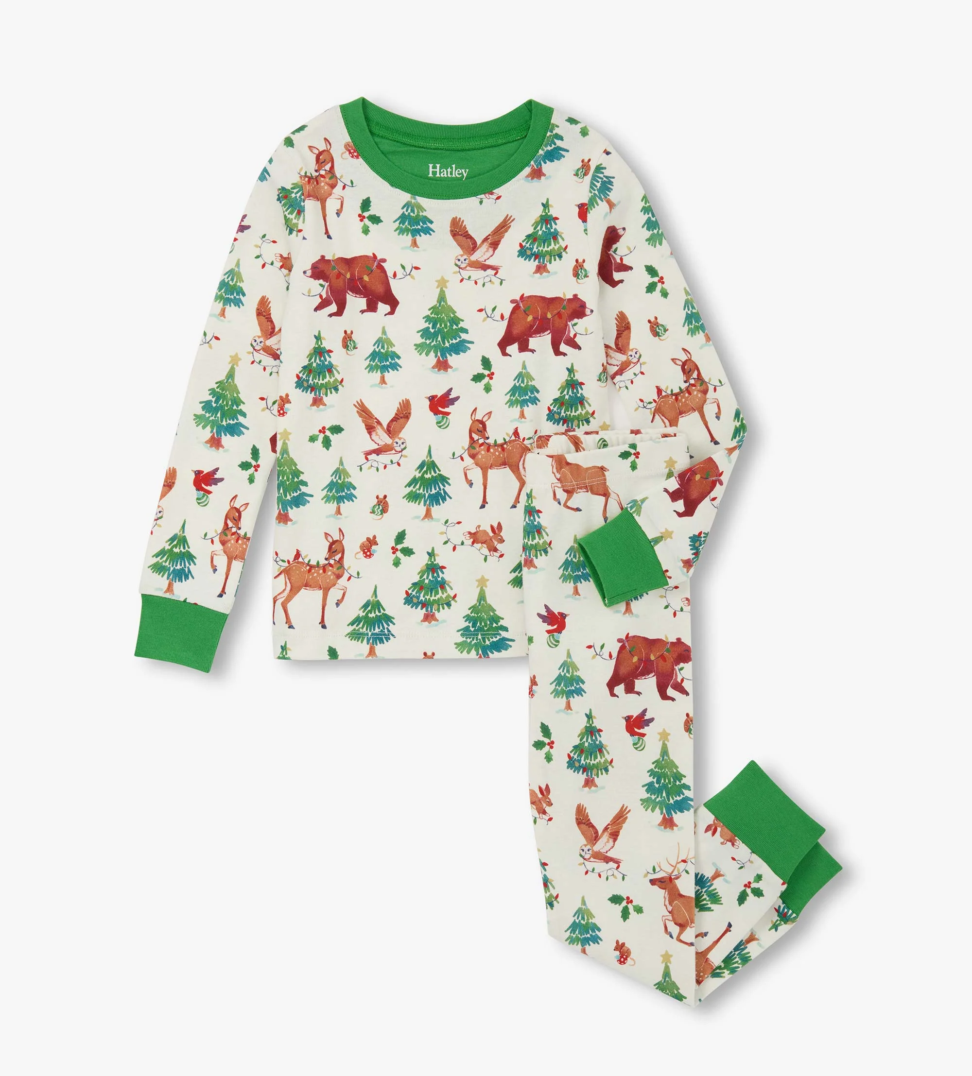 Girls Holiday Animals Cotton Pajama Set