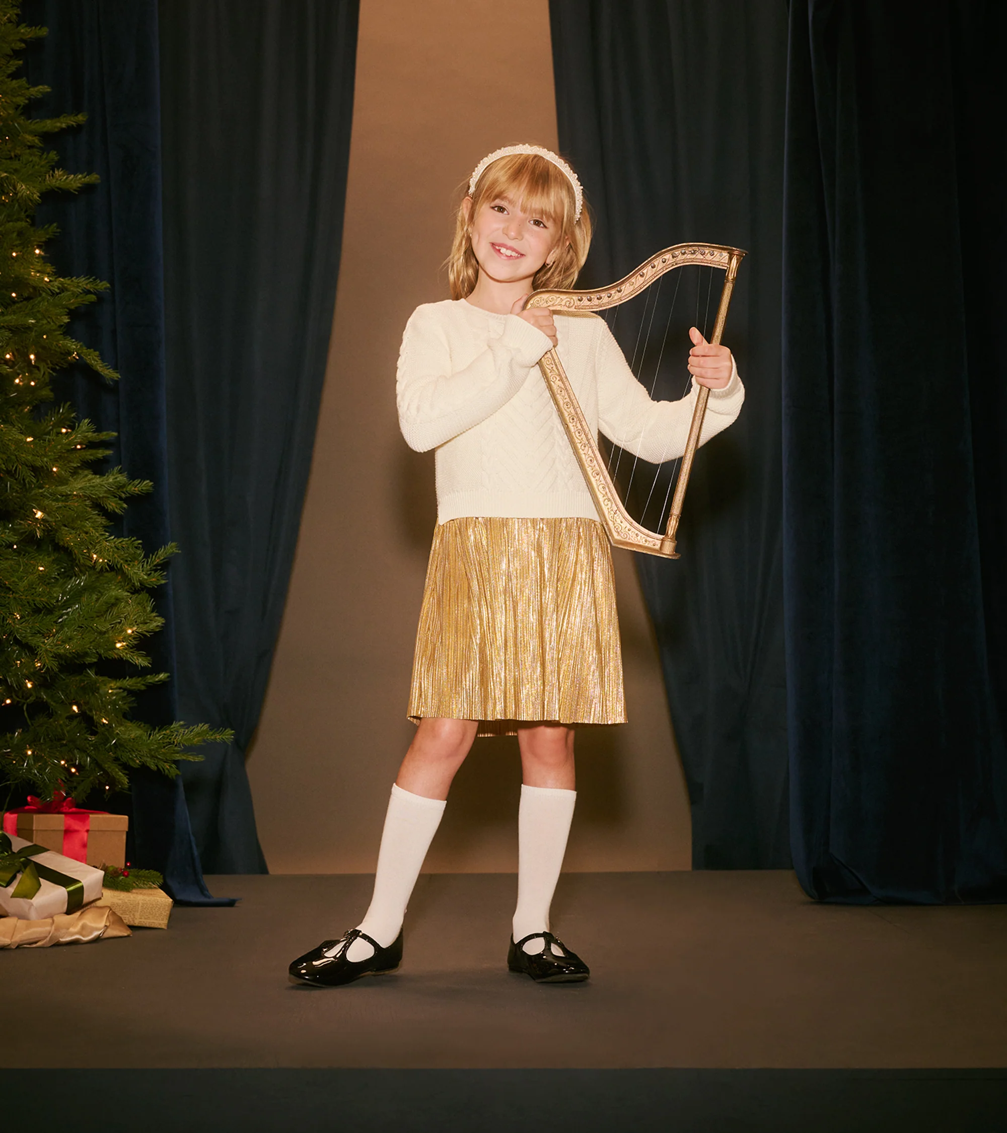 Girls Holiday Mixed Media Dress - Image 4