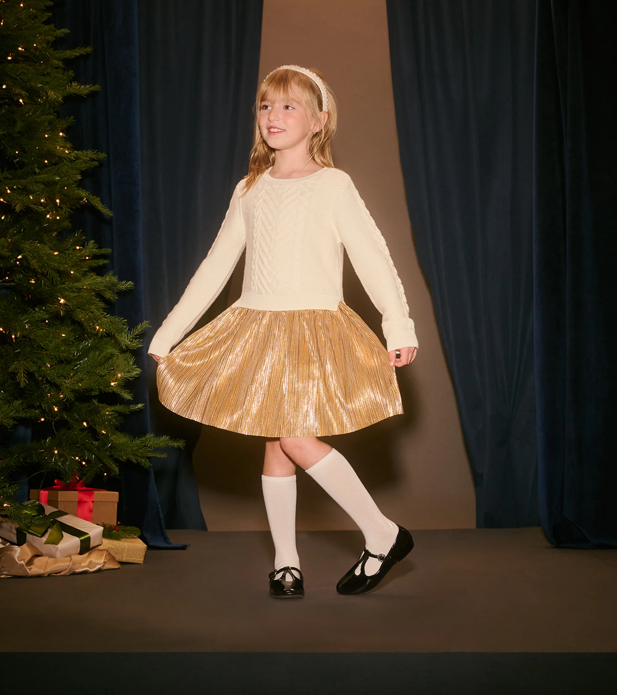 Girls Holiday Mixed Media Dress - Image 5