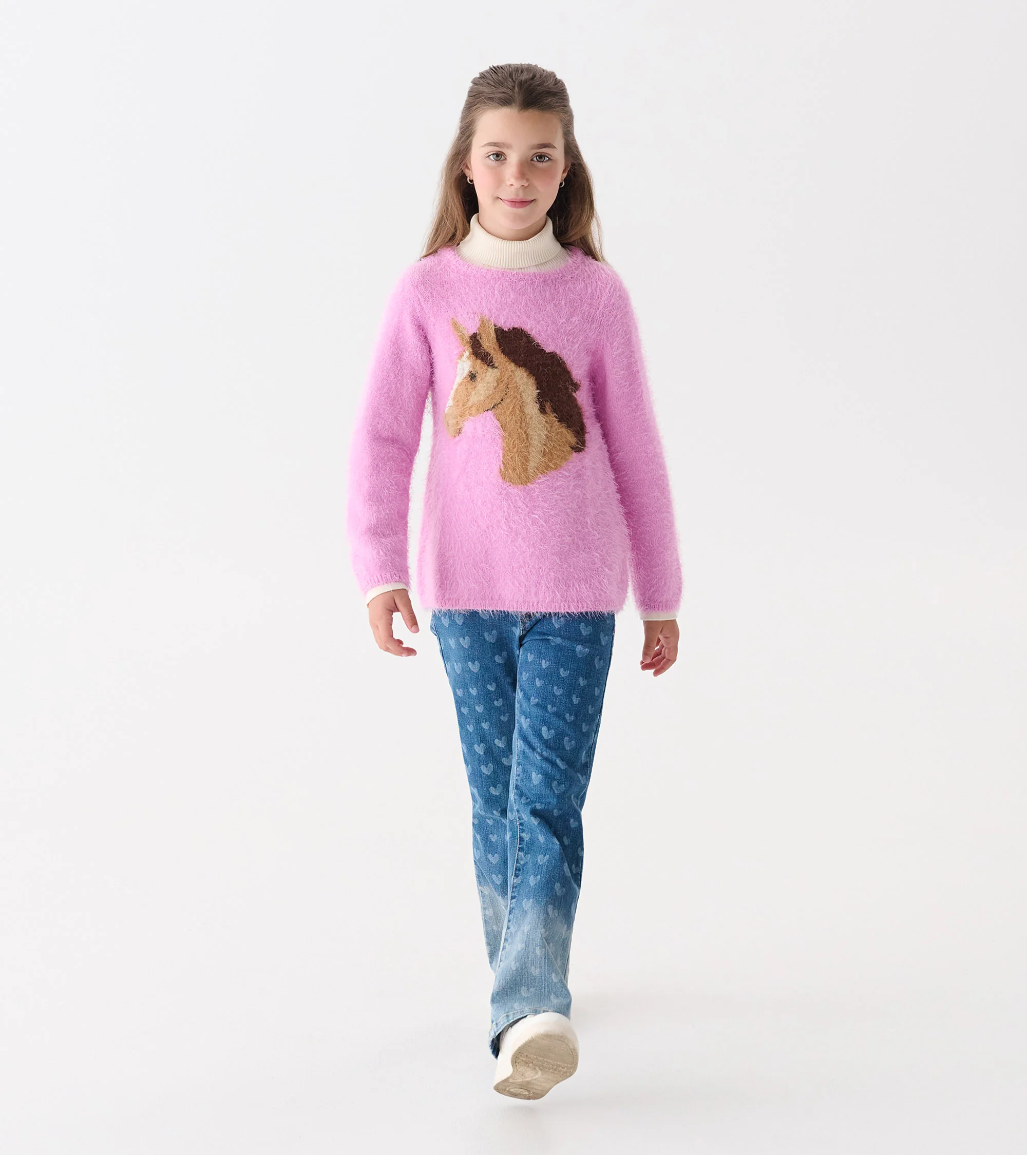 Girls Horse Furry Sweater - Image 2