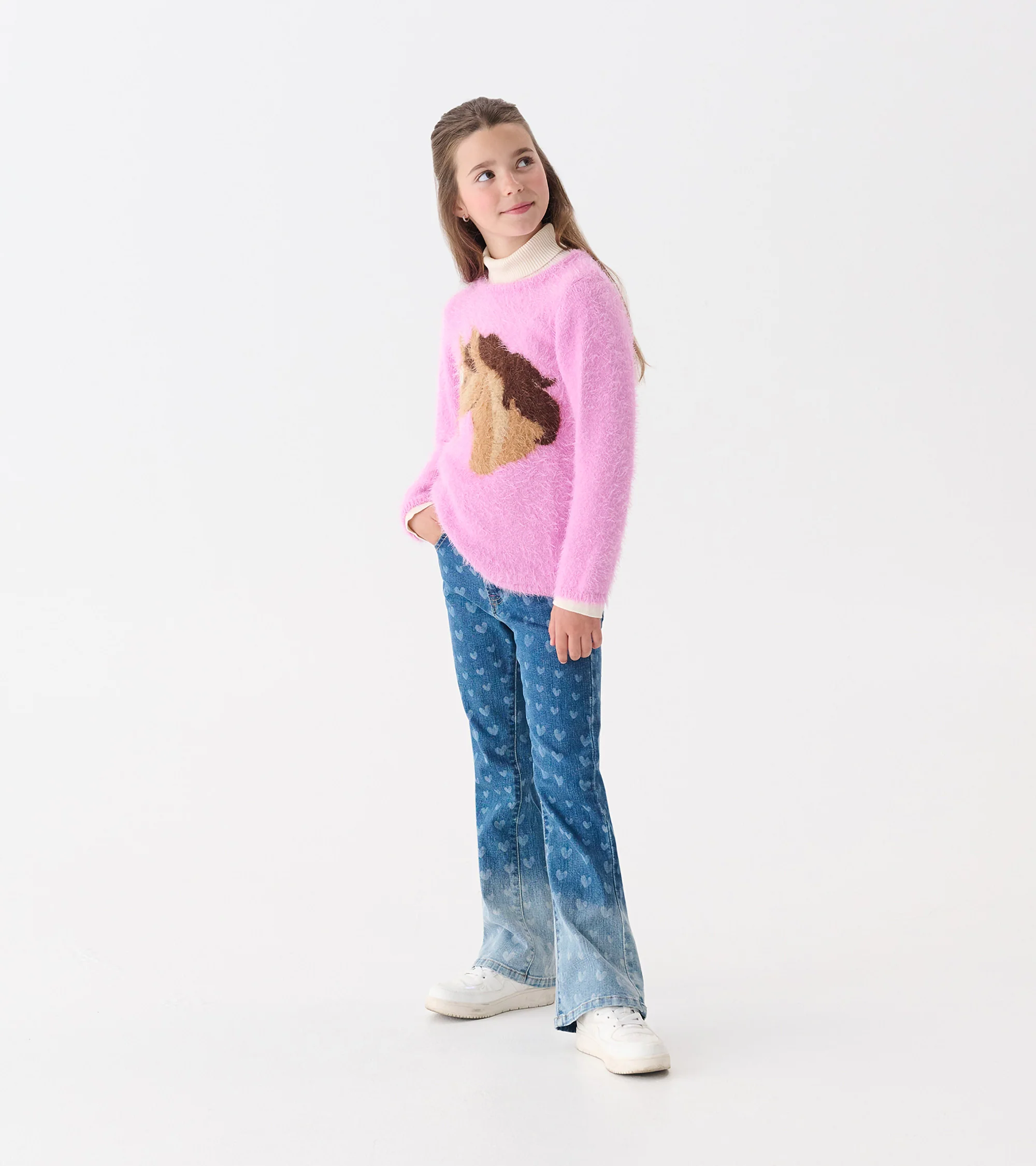 Girls Horse Furry Sweater - Image 3